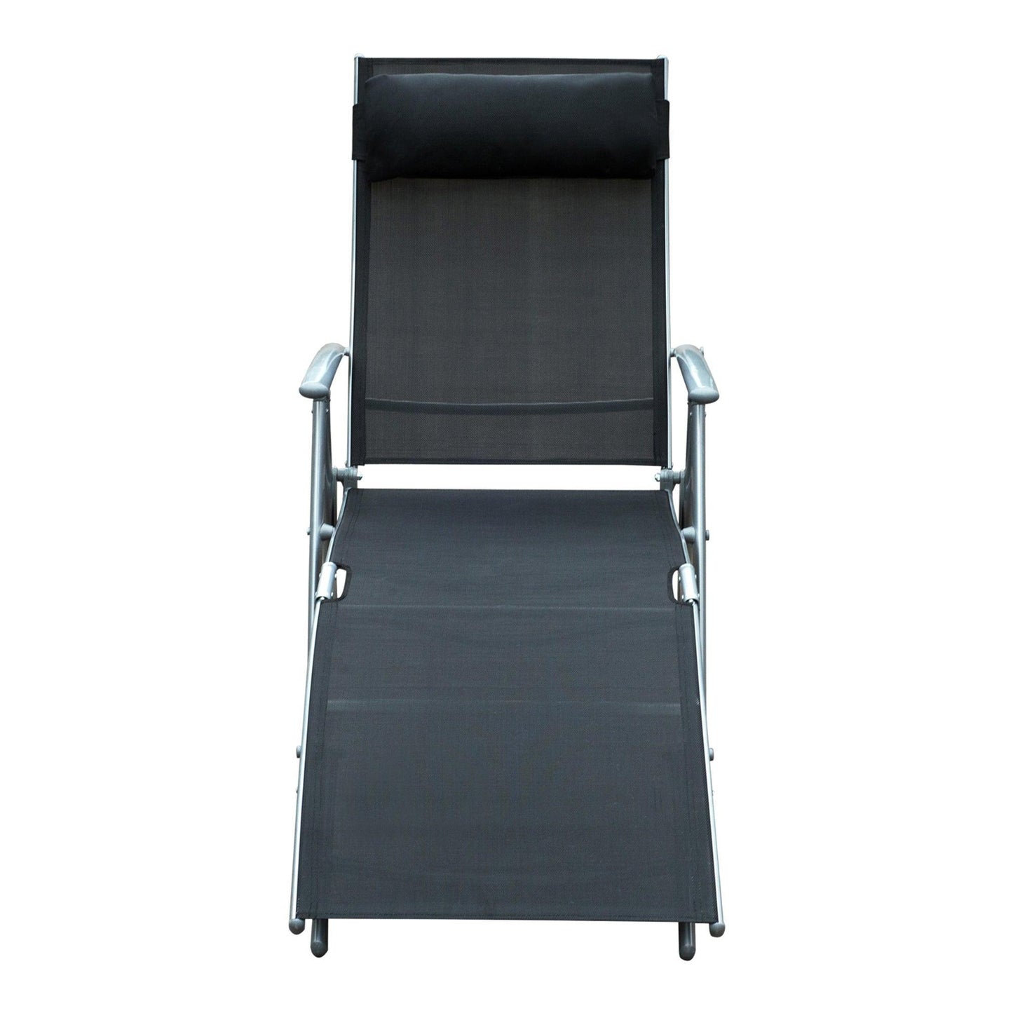 Outsunny Black Sun Lounger Chair: Foldable & Relaxing - ALL4U RETAILER LTD