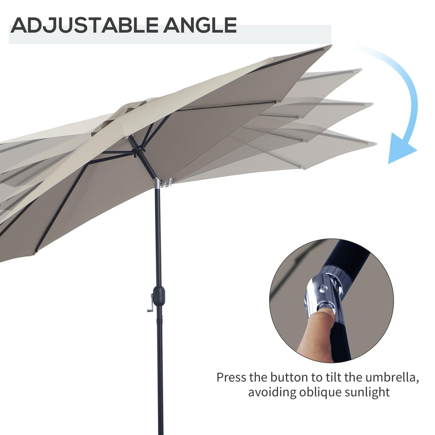 Outsunny Tilting Garden Umbrella, Light Grey Shade - ALL4U RETAILER LTD