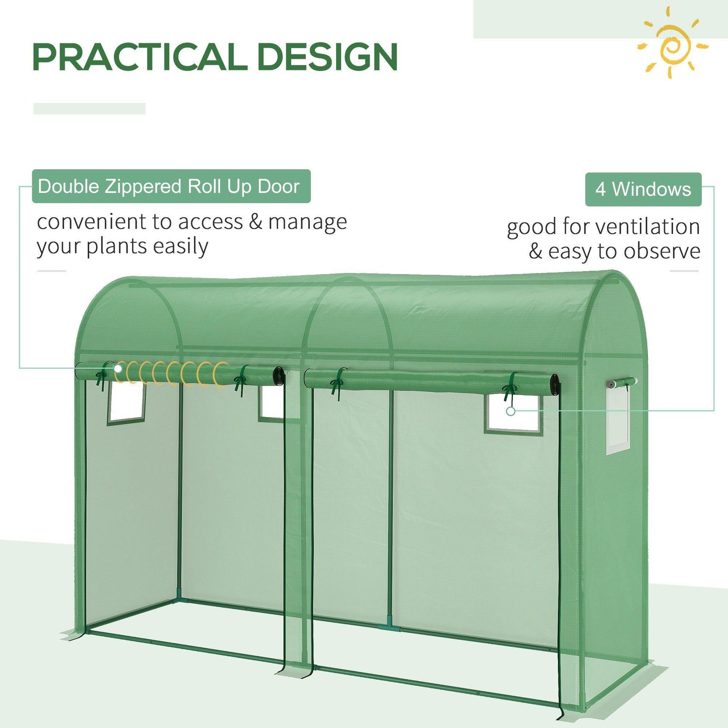 Outsunny Tomato Growth Greenhouse - Double Doors & 4 Windows - ALL4U RETAILER LTD