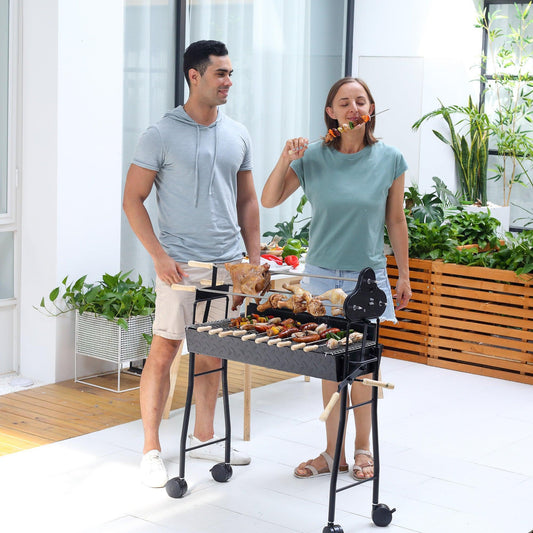 Outsunny Trolley BBQ Grill - Portable and Efficient - ALL4U RETAILER LTD