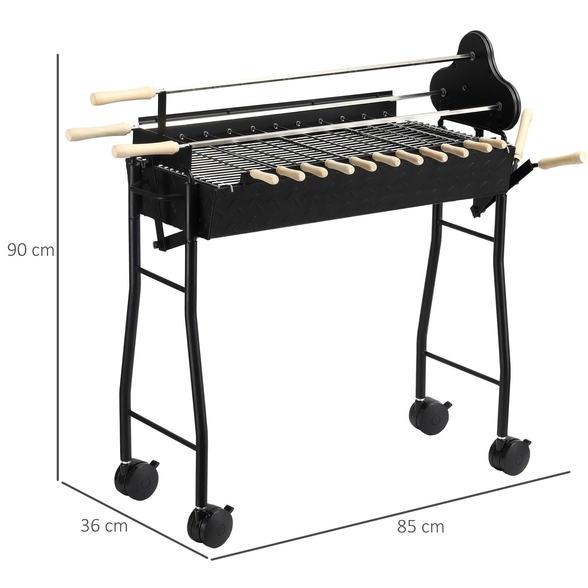 Outsunny Trolley BBQ Grill - Portable and Efficient - ALL4U RETAILER LTD