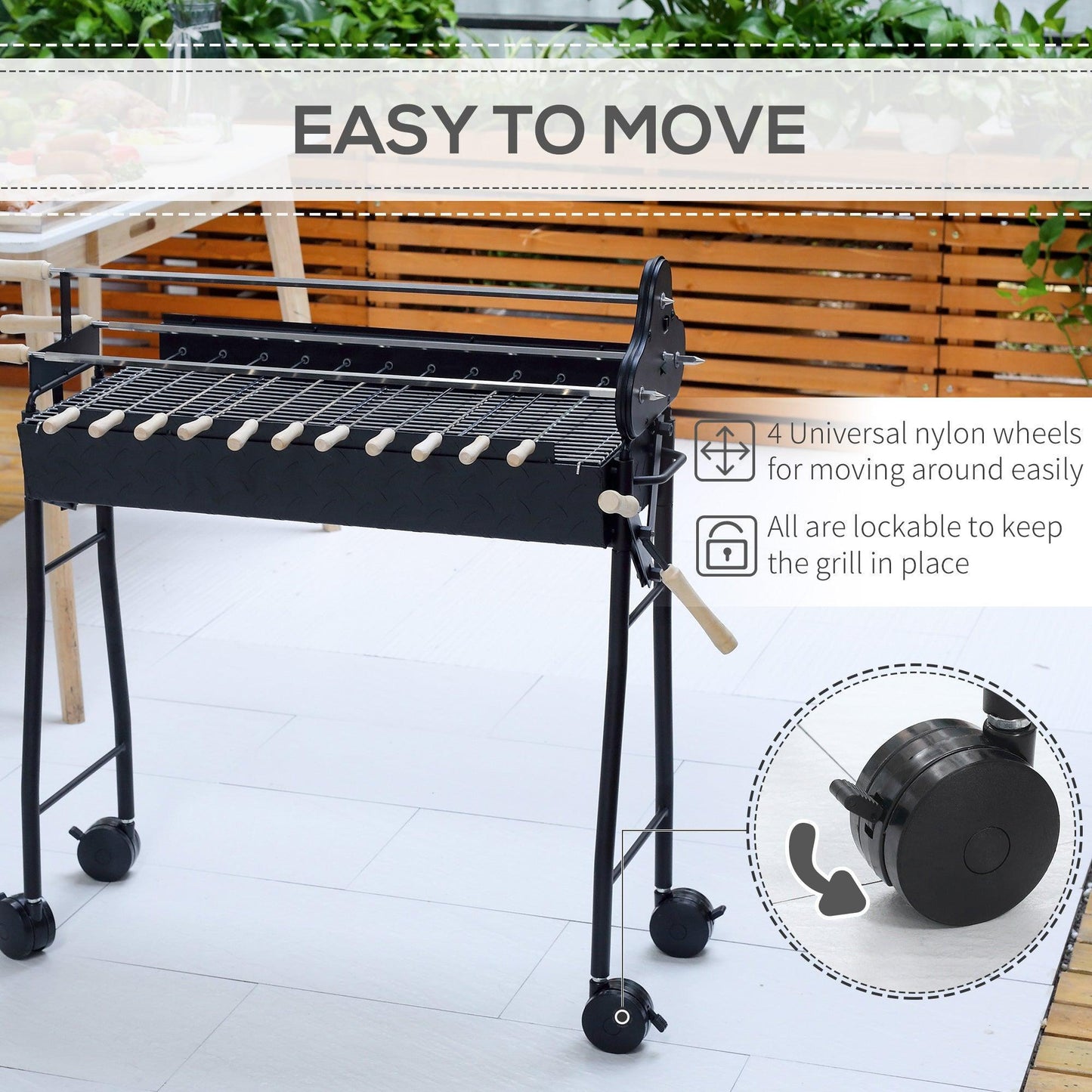 Outsunny Trolley BBQ Grill - Portable and Efficient - ALL4U RETAILER LTD