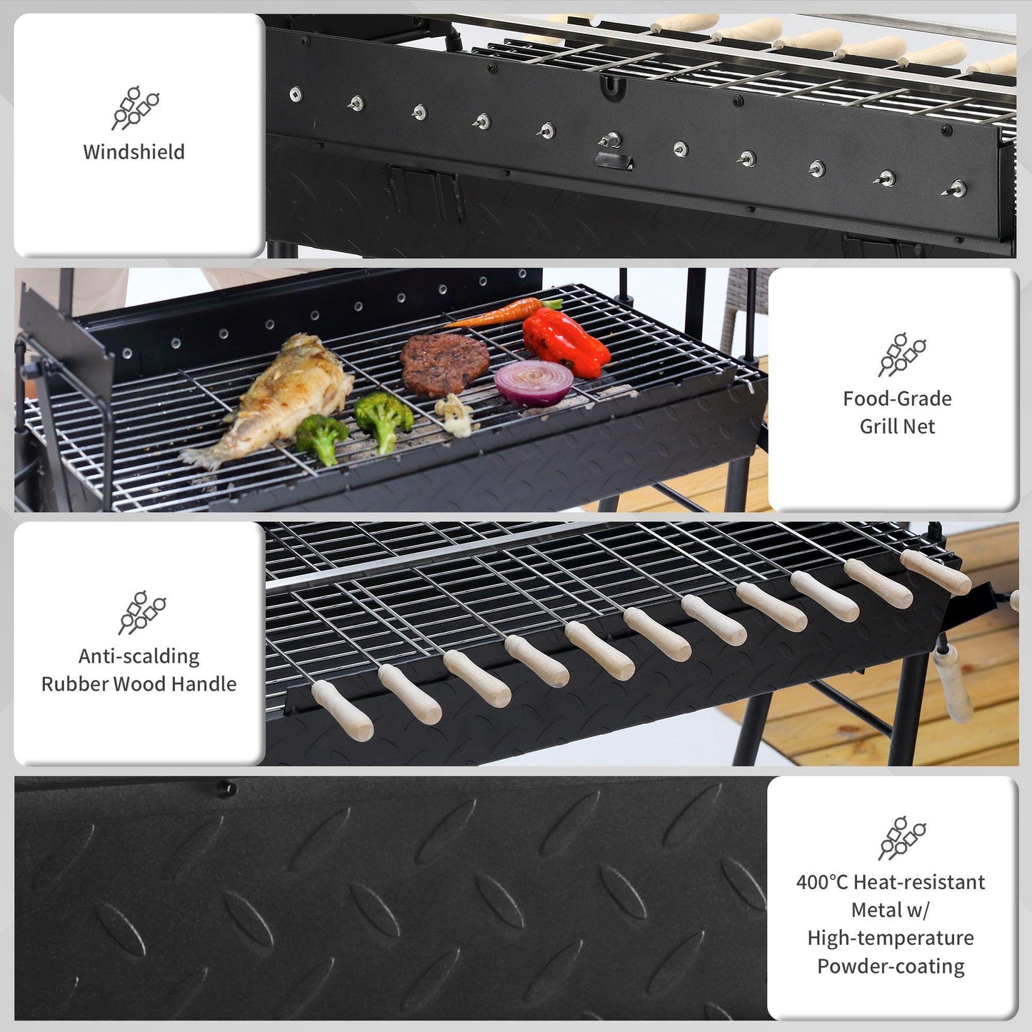 Outsunny Trolley BBQ Grill - Portable and Efficient - ALL4U RETAILER LTD