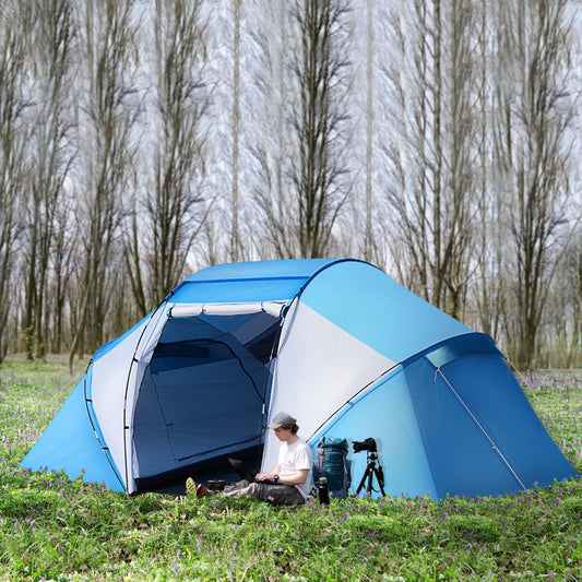 Outsunny Tunnel Camping Tent, 4-6 Person, UV Protection - ALL4U RETAILER LTD