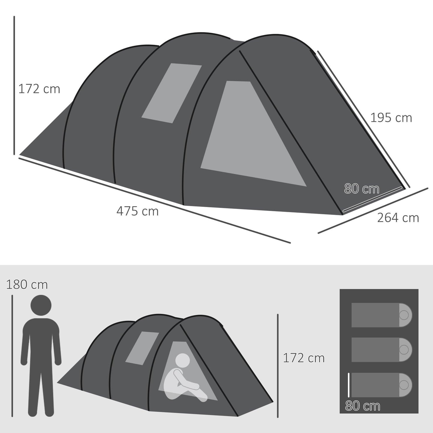 Outsunny Tunnel Tent: Portable 3-4 Person Camping Solution - ALL4U RETAILER LTD