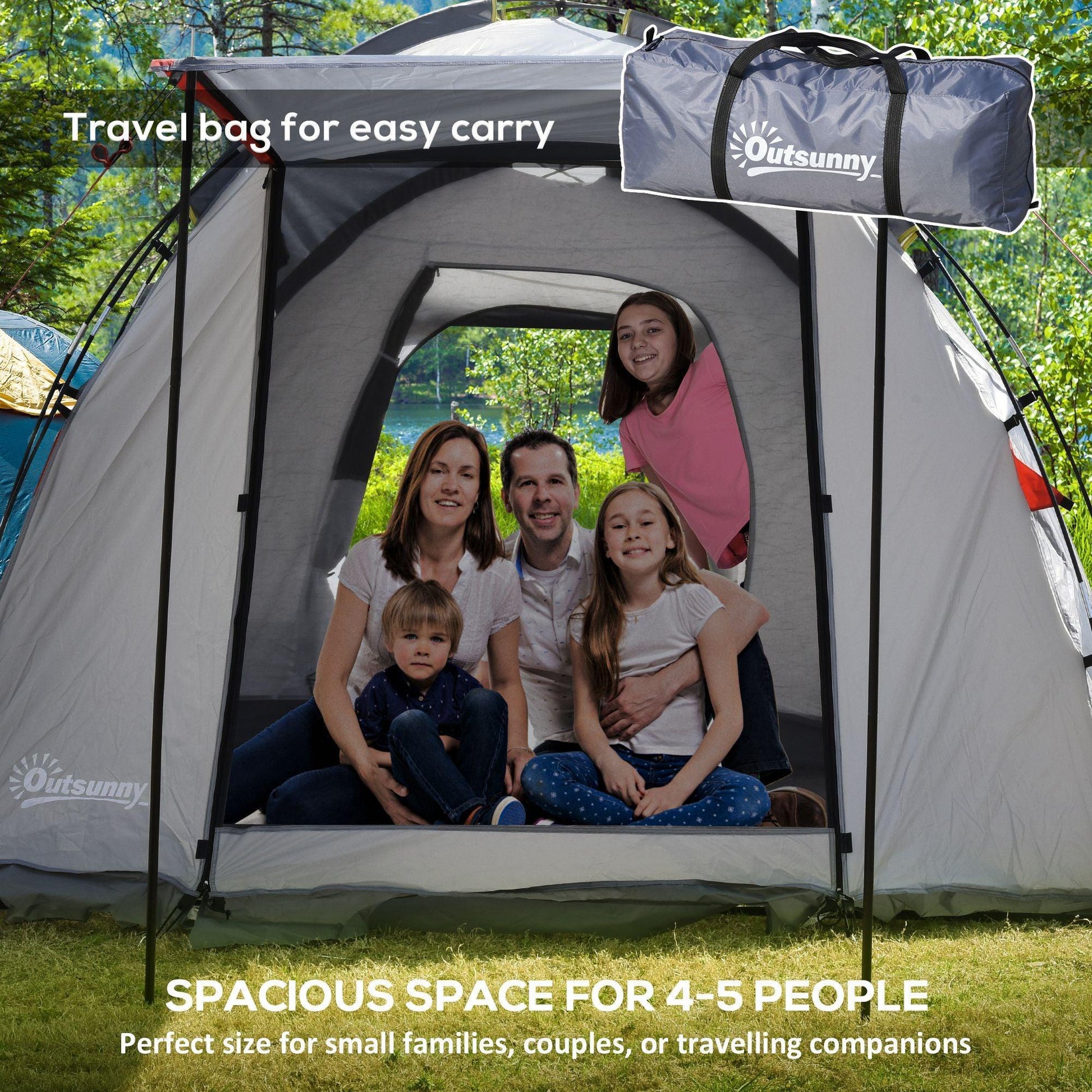 Outsunny Tunnel Tent: Portable 4-5 Person Camping Shelter - ALL4U RETAILER LTD