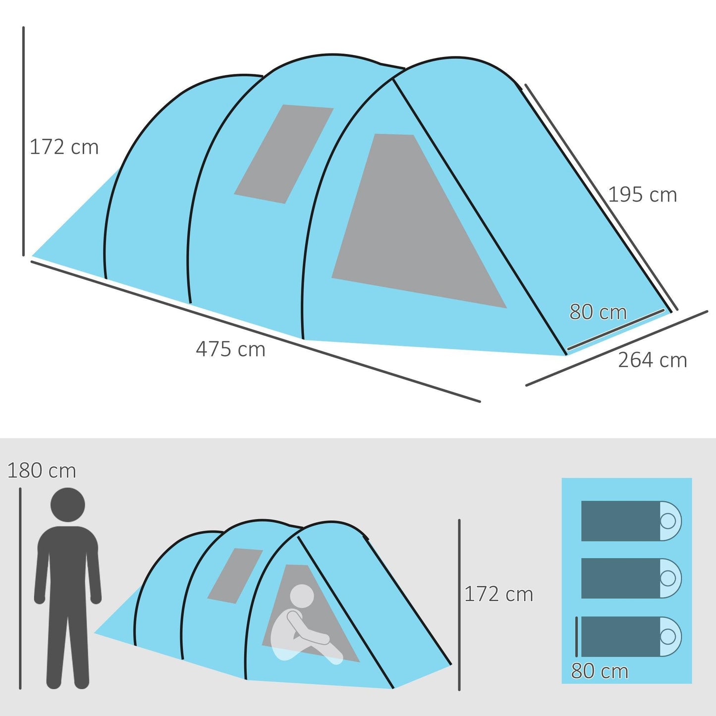 Outsunny Tunnel Tent: Portable & Spacious for Camping - ALL4U RETAILER LTD