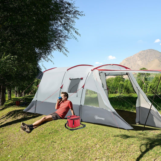 Outsunny Tunnel Tent: Spacious 8-Person Camping Tent - ALL4U RETAILER LTD