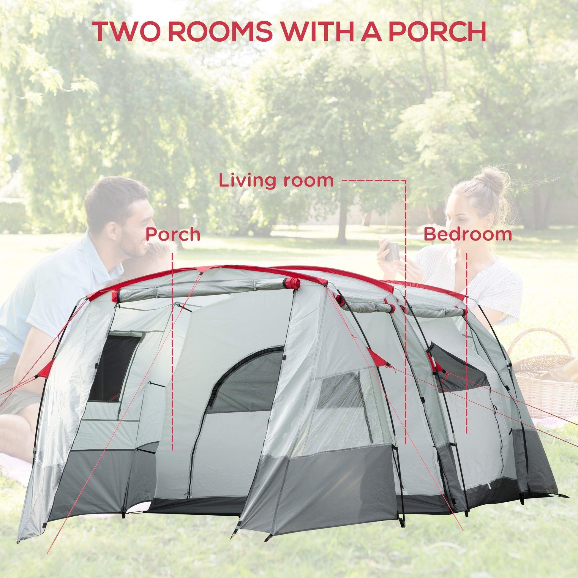 Outsunny Tunnel Tent: Spacious 8-Person Camping Tent - ALL4U RETAILER LTD