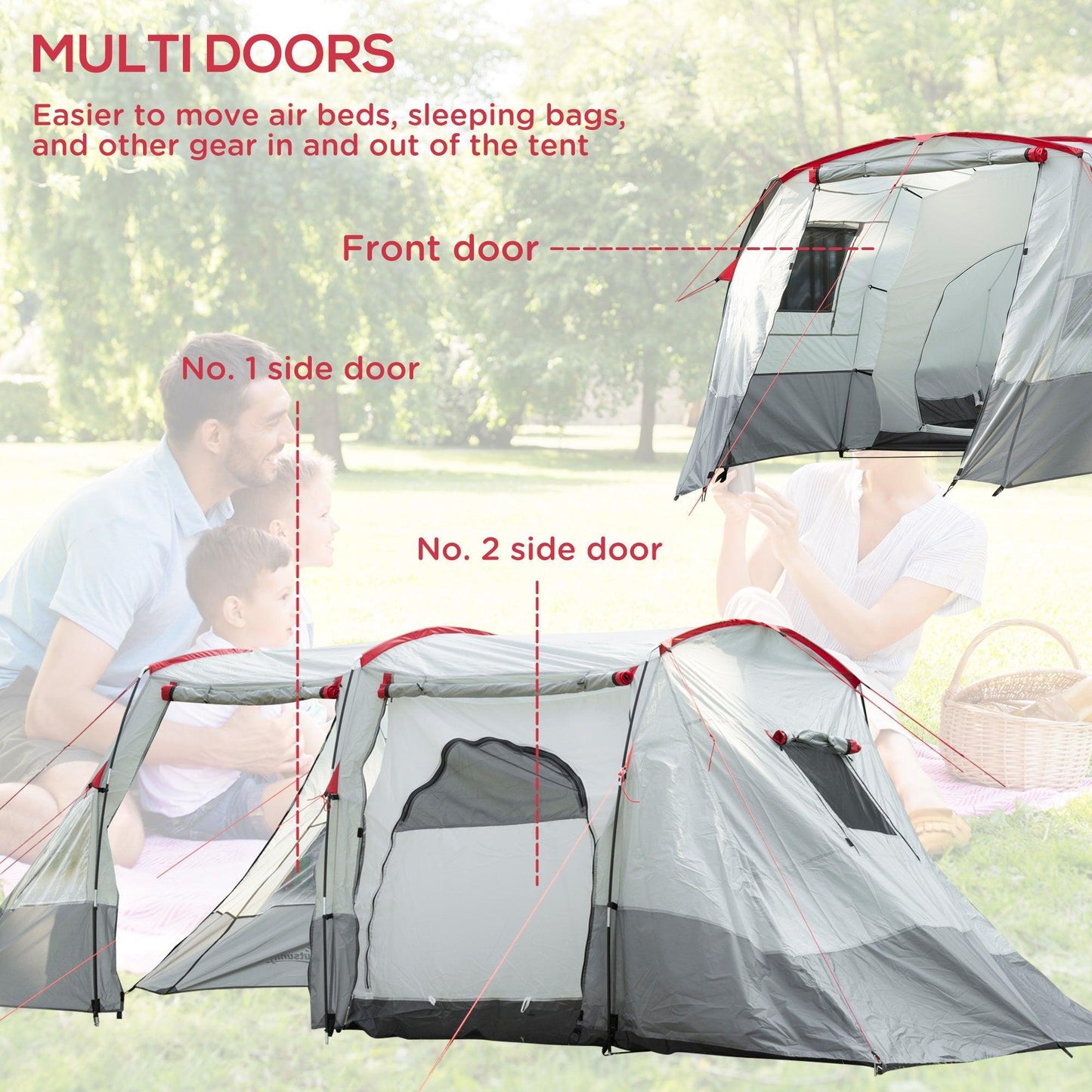 Outsunny Tunnel Tent: Spacious 8-Person Camping Tent - ALL4U RETAILER LTD