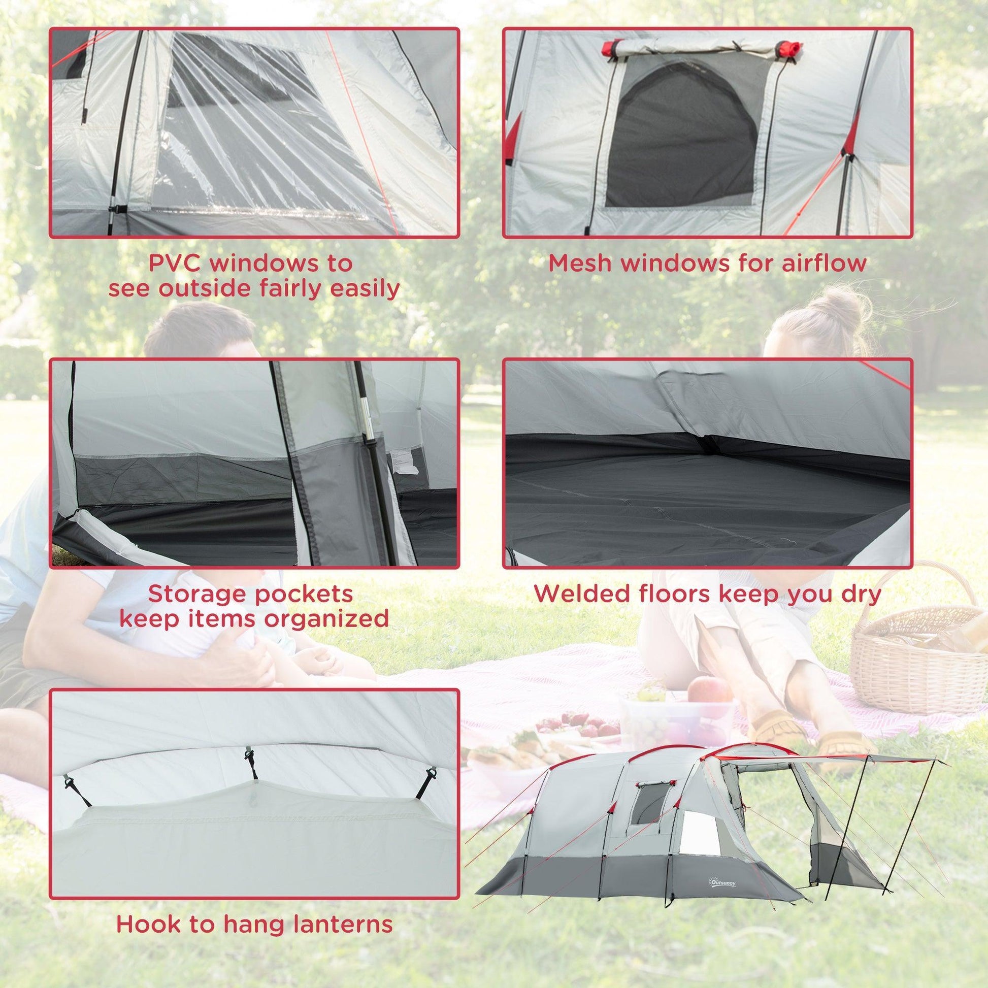 Outsunny Tunnel Tent: Spacious 8-Person Camping Tent - ALL4U RETAILER LTD