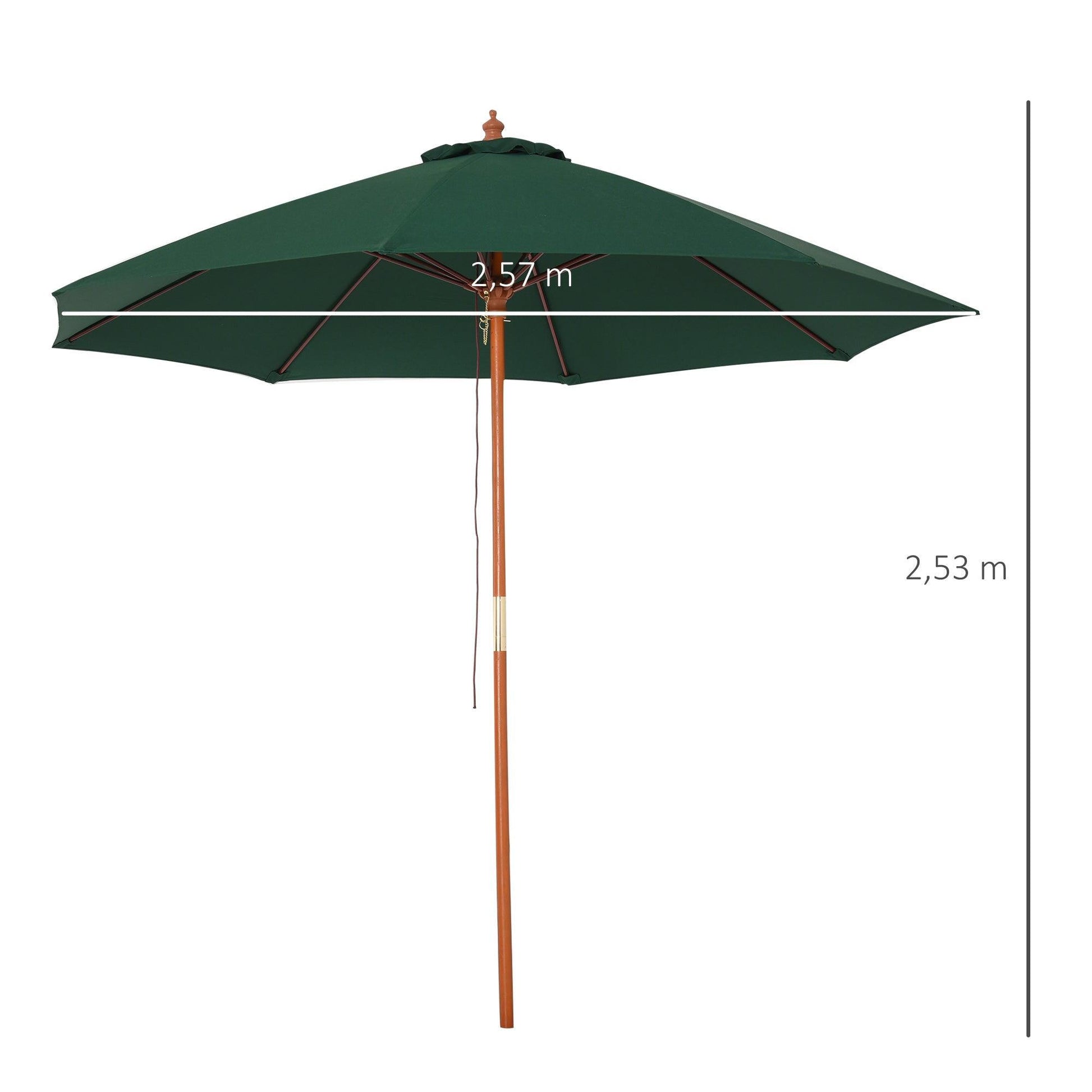 Outsunny Umbrella: 2.5m Wood Garden Parasol - ALL4U RETAILER LTD