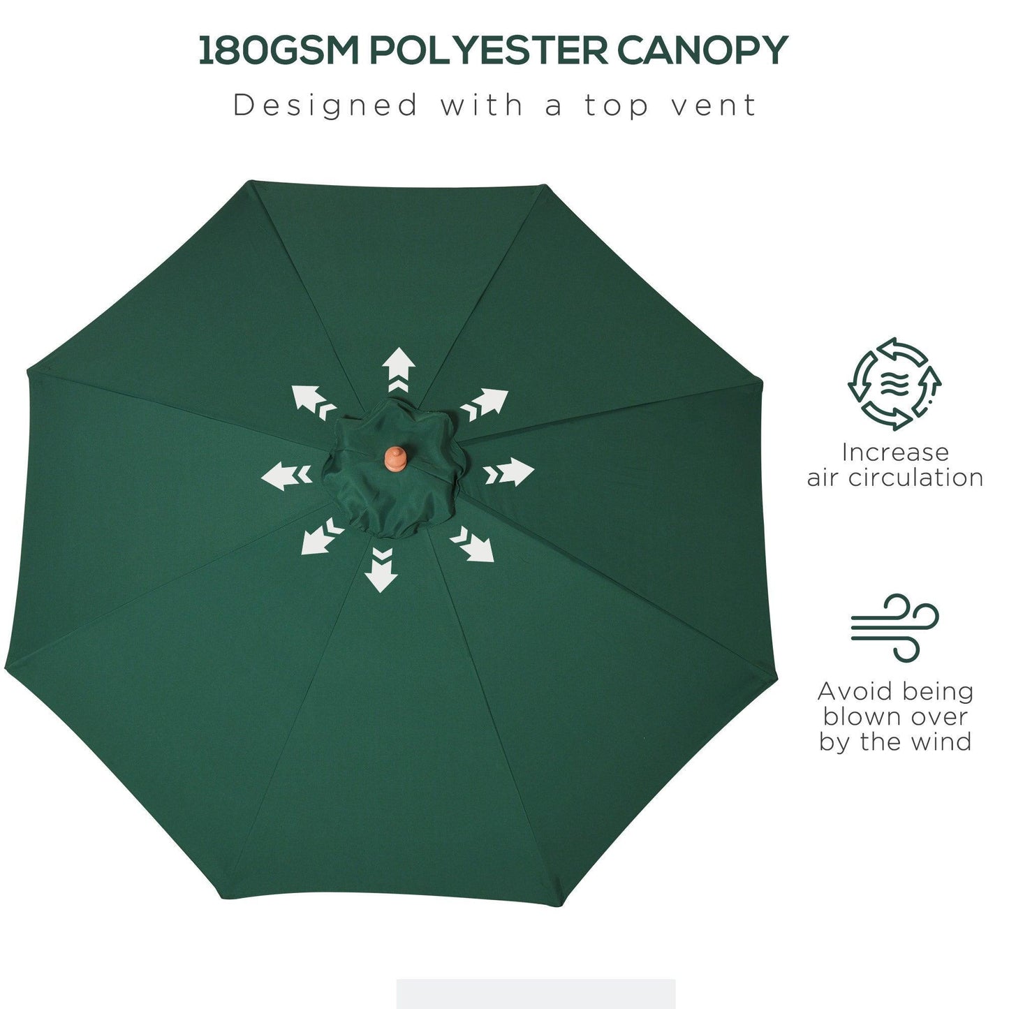 Outsunny Umbrella: 2.5m Wood Garden Parasol - ALL4U RETAILER LTD