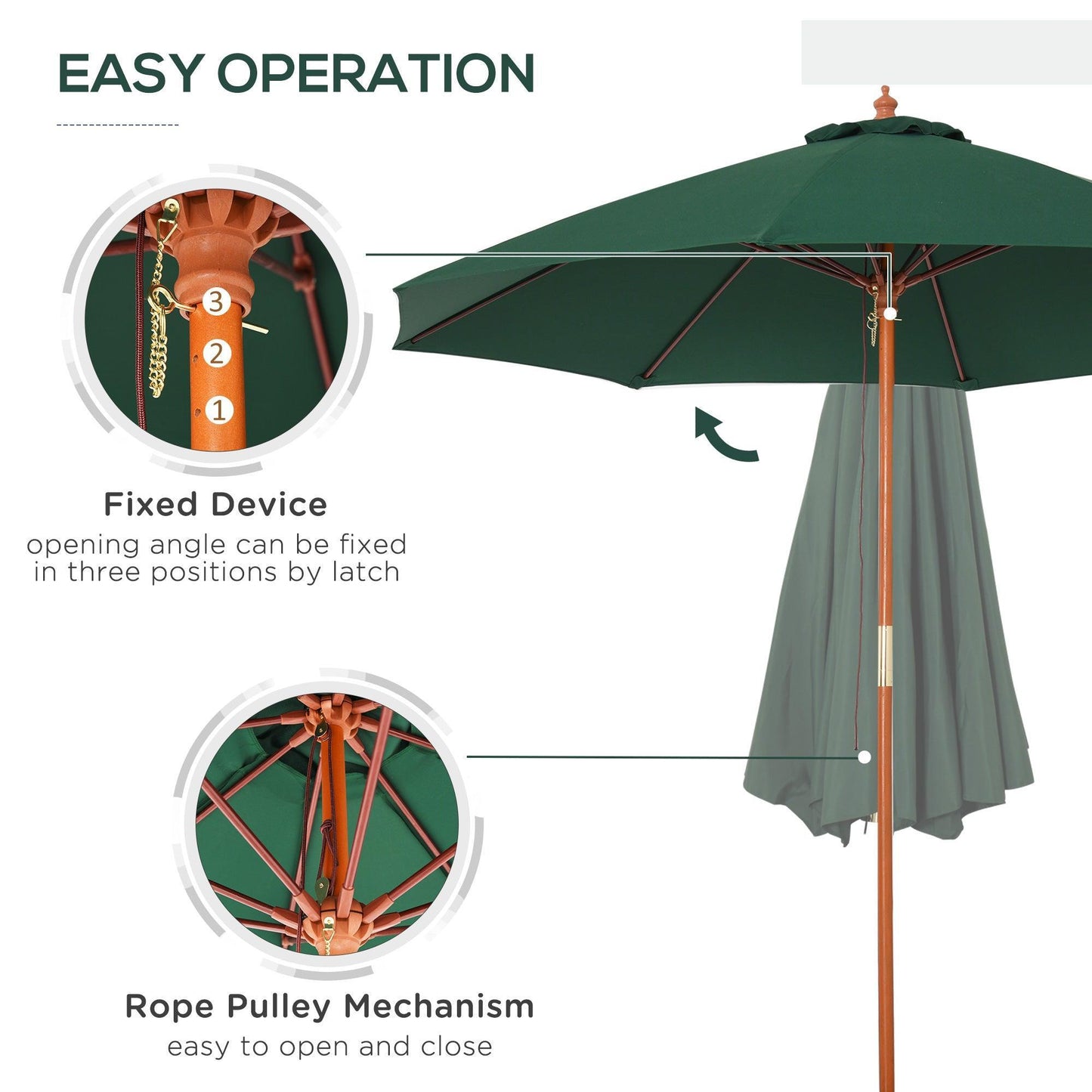 Outsunny Umbrella: 2.5m Wood Garden Parasol - ALL4U RETAILER LTD