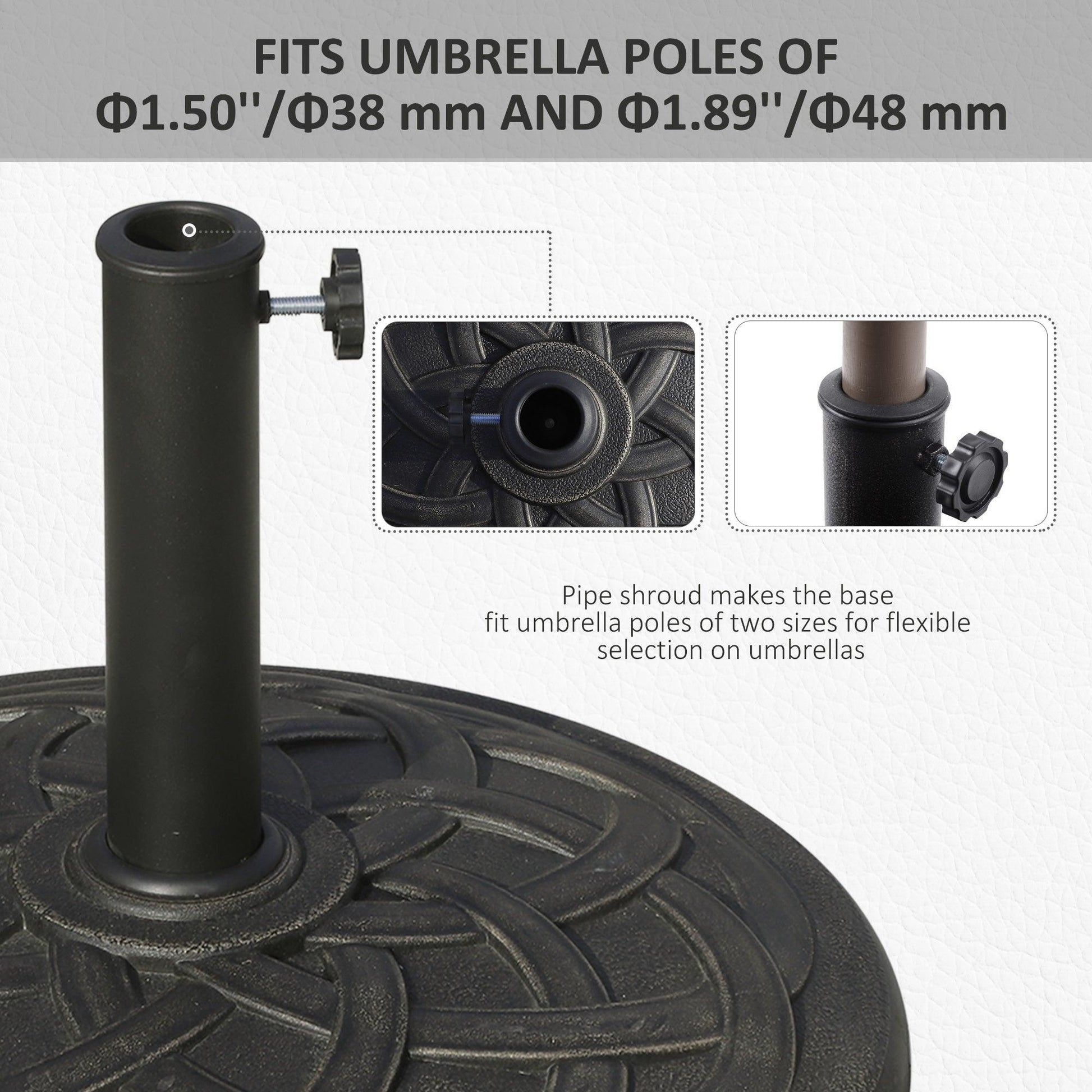 Outsunny Umbrella Base for 38mm & 48mm Poles - Resin-Bronze - ALL4U RETAILER LTD