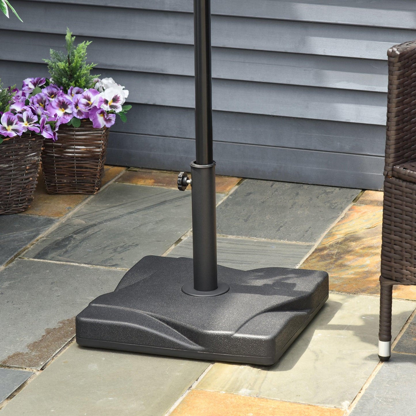 Outsunny Umbrella Base Stand - Square, Black - ALL4U RETAILER LTD