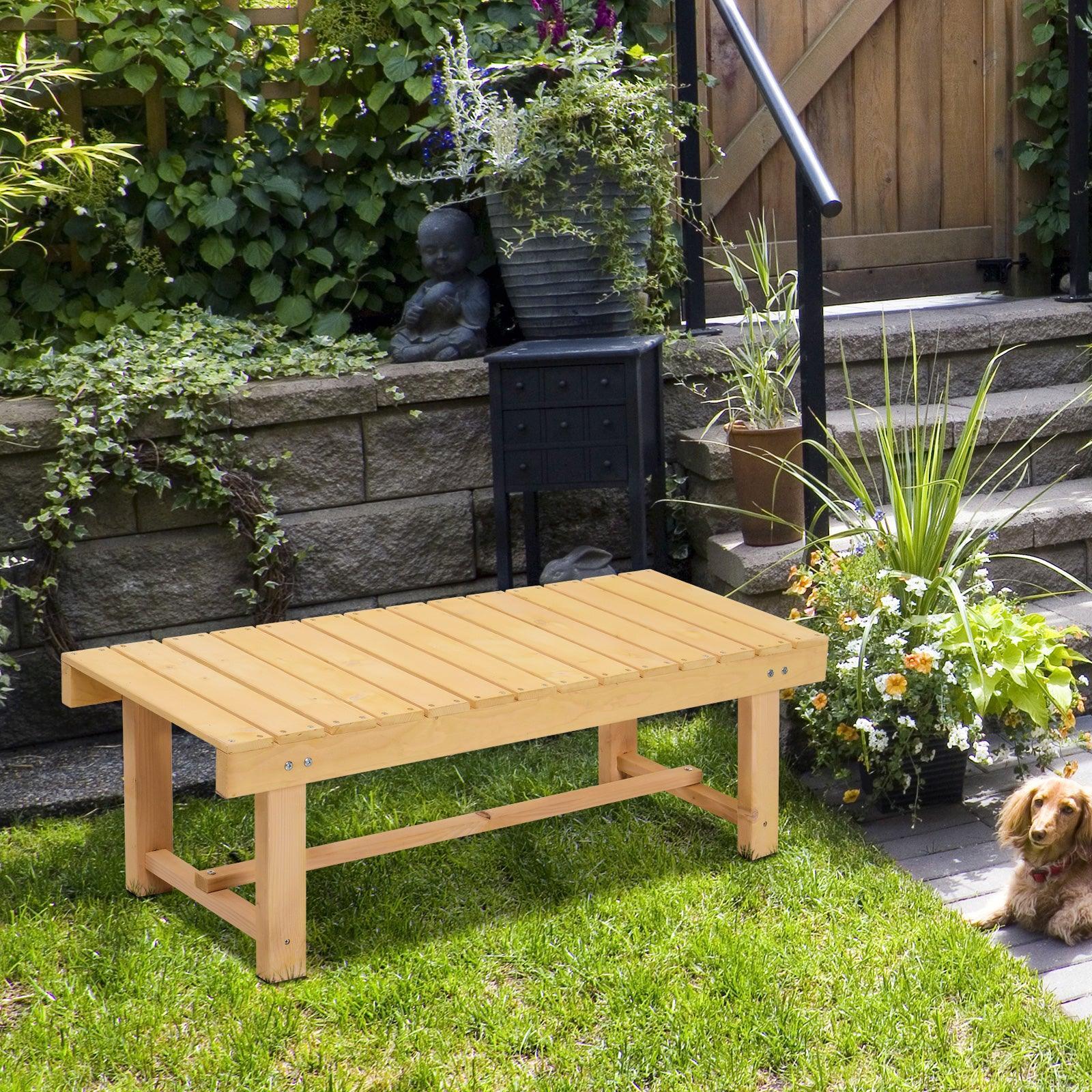 Outsunny utdoor Wooden Bench Loveseat | 2-Seater | Natural - ALL4U RETAILER LTD