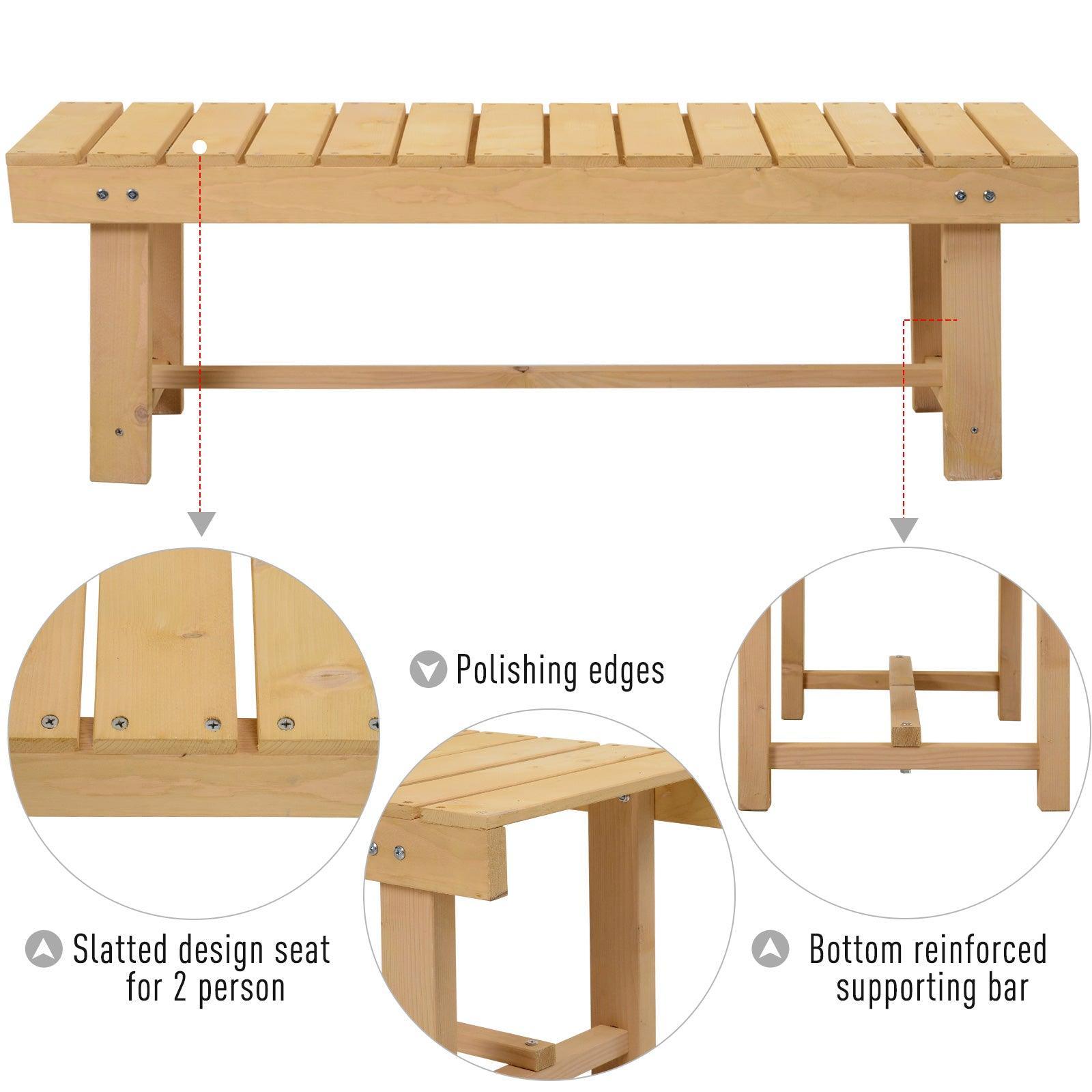 Outsunny utdoor Wooden Bench Loveseat | 2-Seater | Natural - ALL4U RETAILER LTD