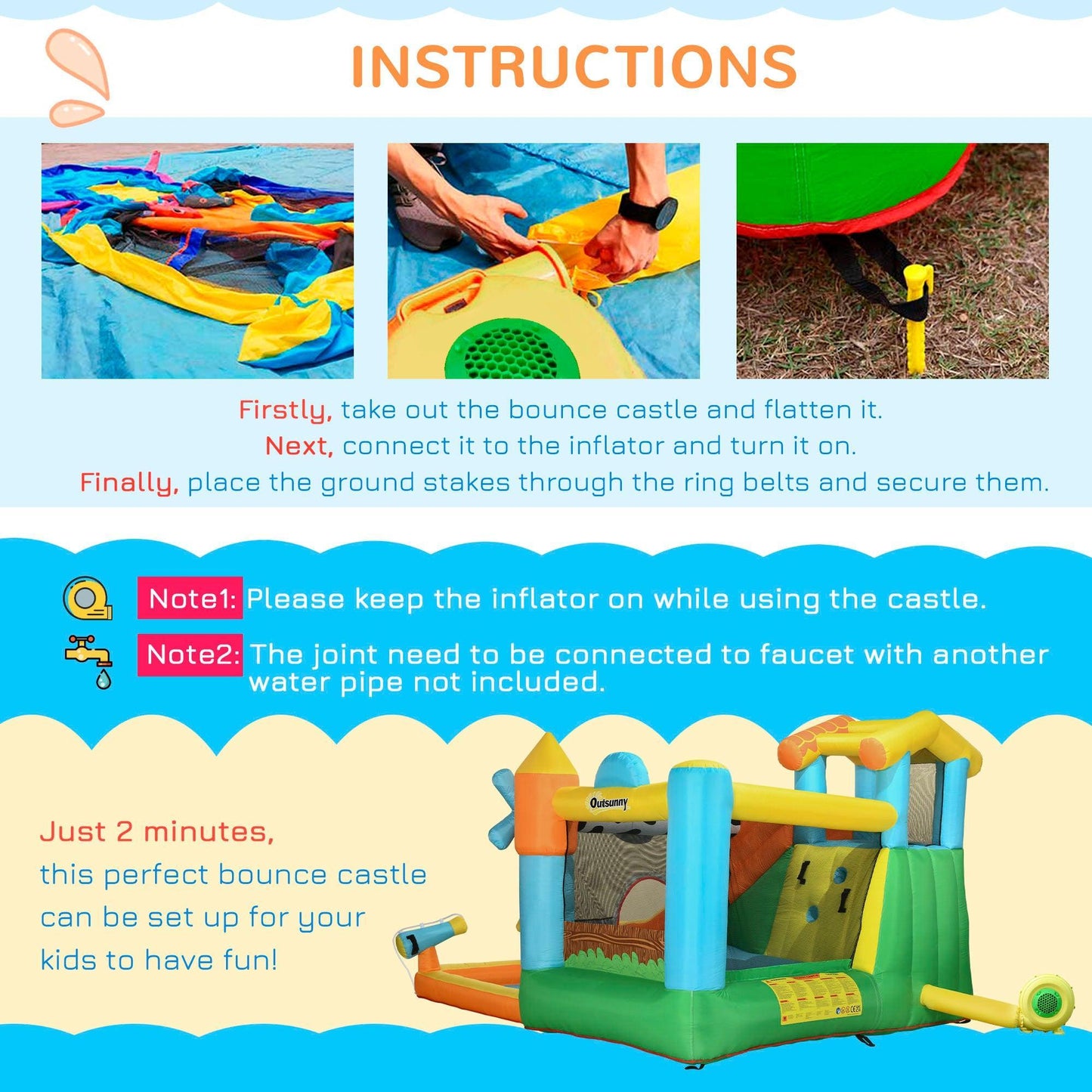 Outsunny Versatile Farm-Style Kids Bounce Castle: 5-in-1 Fun - ALL4U RETAILER LTD