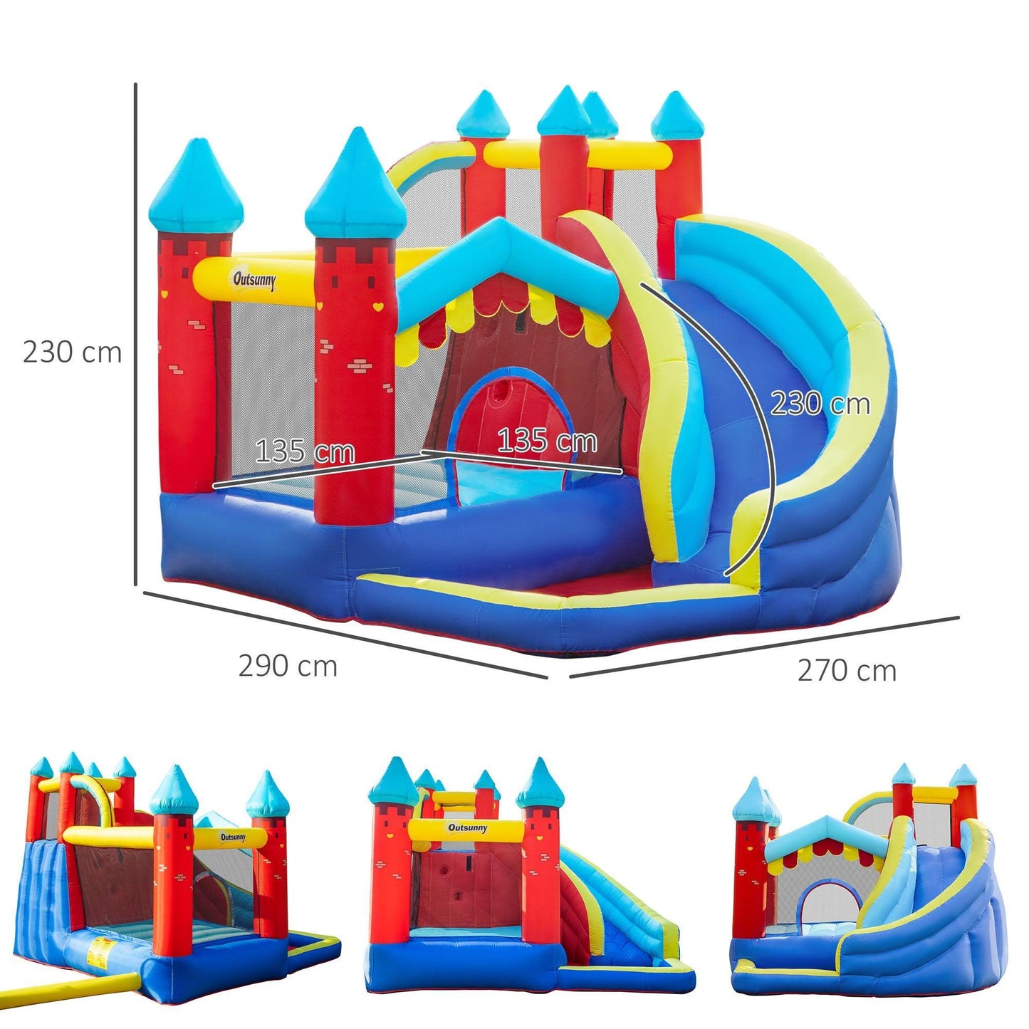 Outsunny Versatile Kids Bounce Castle with Slide & Pool - ALL4U RETAILER LTD