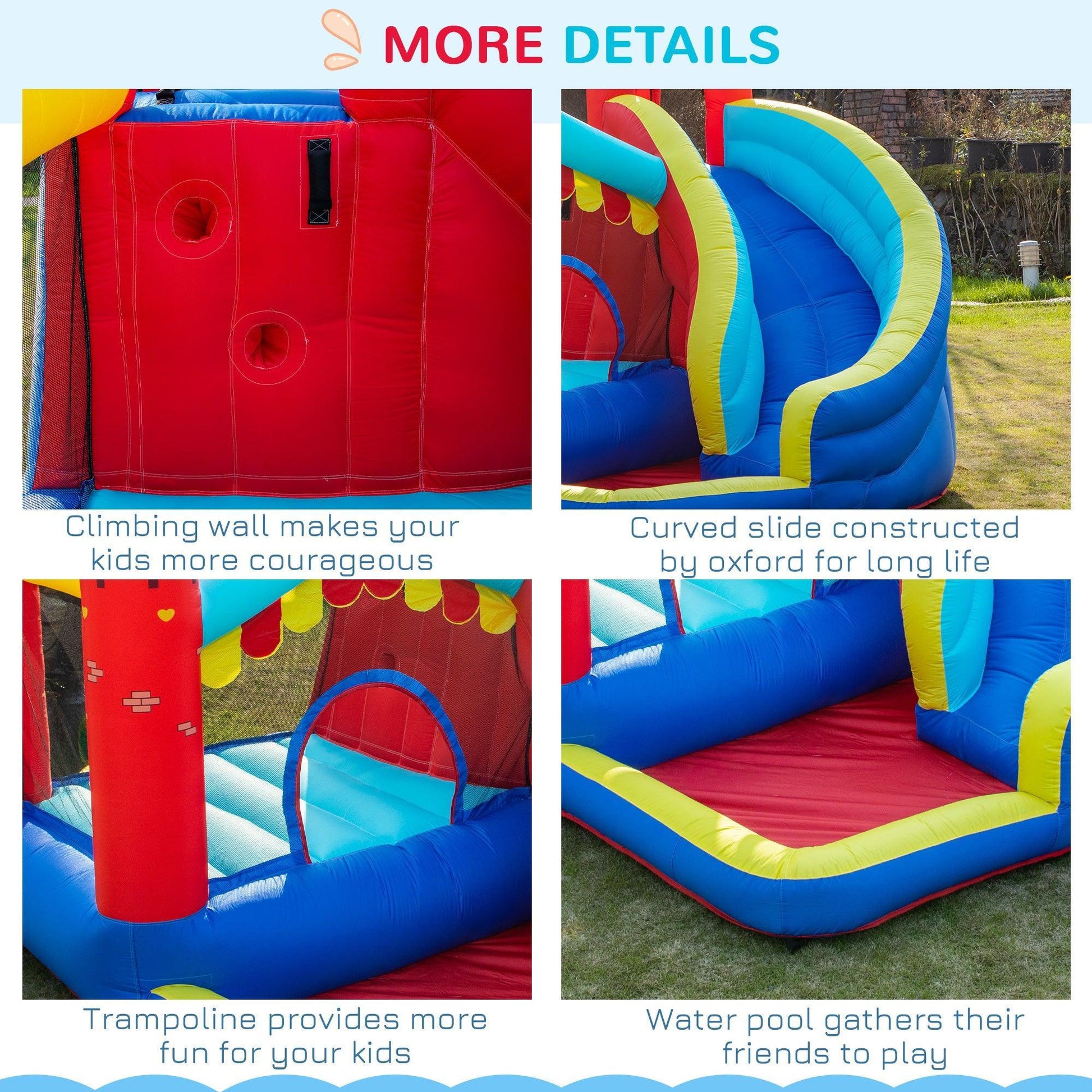 Outsunny Versatile Kids Bounce Castle with Slide & Pool - ALL4U RETAILER LTD