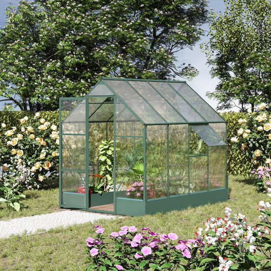 Outsunny walk-in Aluminium Greenhouse Polycarbonate with Plant Bed - ALL4U RETAILER LTD