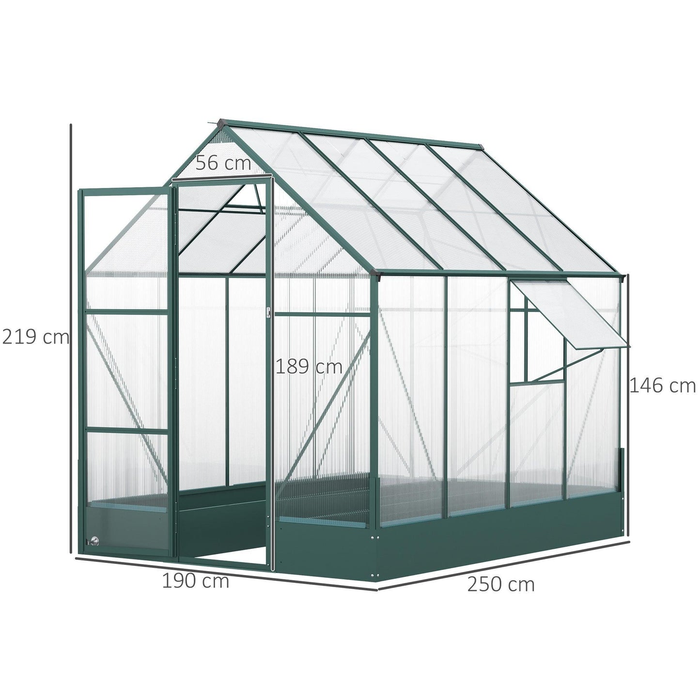 Outsunny walk-in Aluminium Greenhouse Polycarbonate with Plant Bed - ALL4U RETAILER LTD