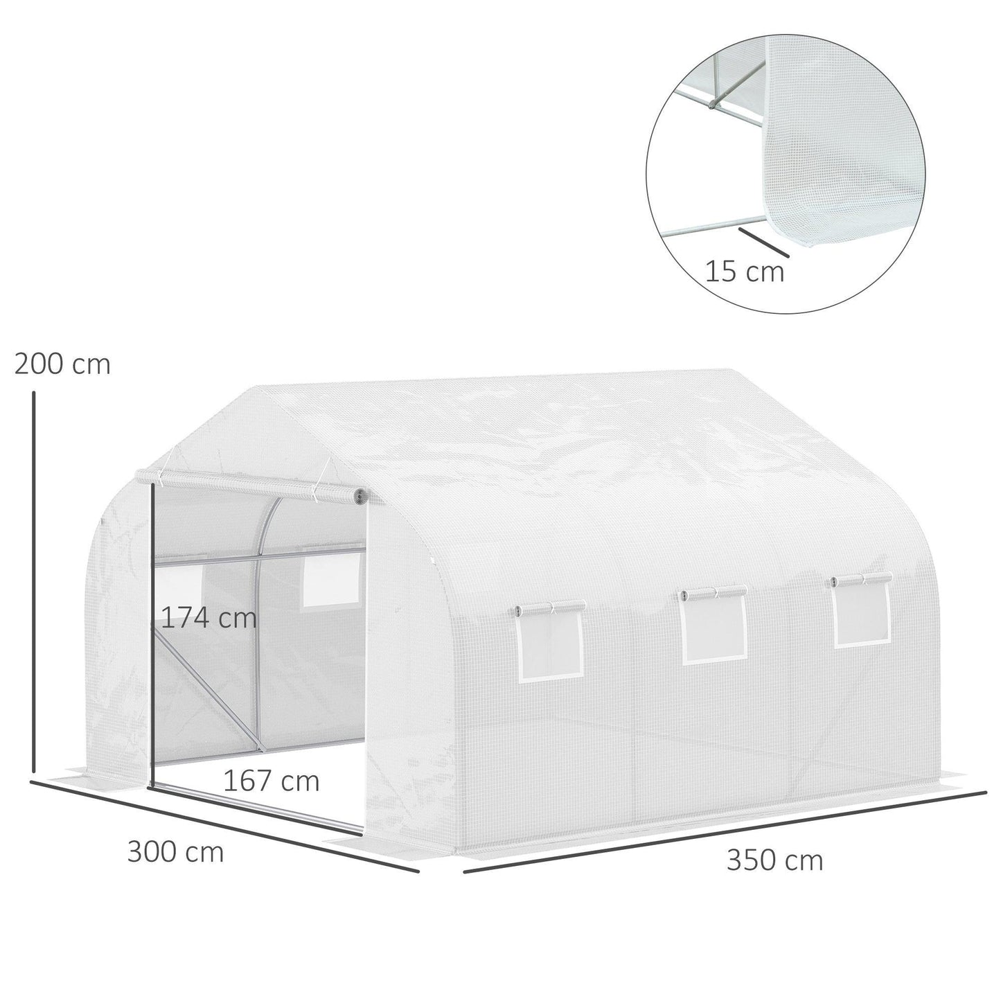 Outsunny Walk-In Garden Greenhouse - 3.5m x 3m - Steel Frame - ALL4U RETAILER LTD