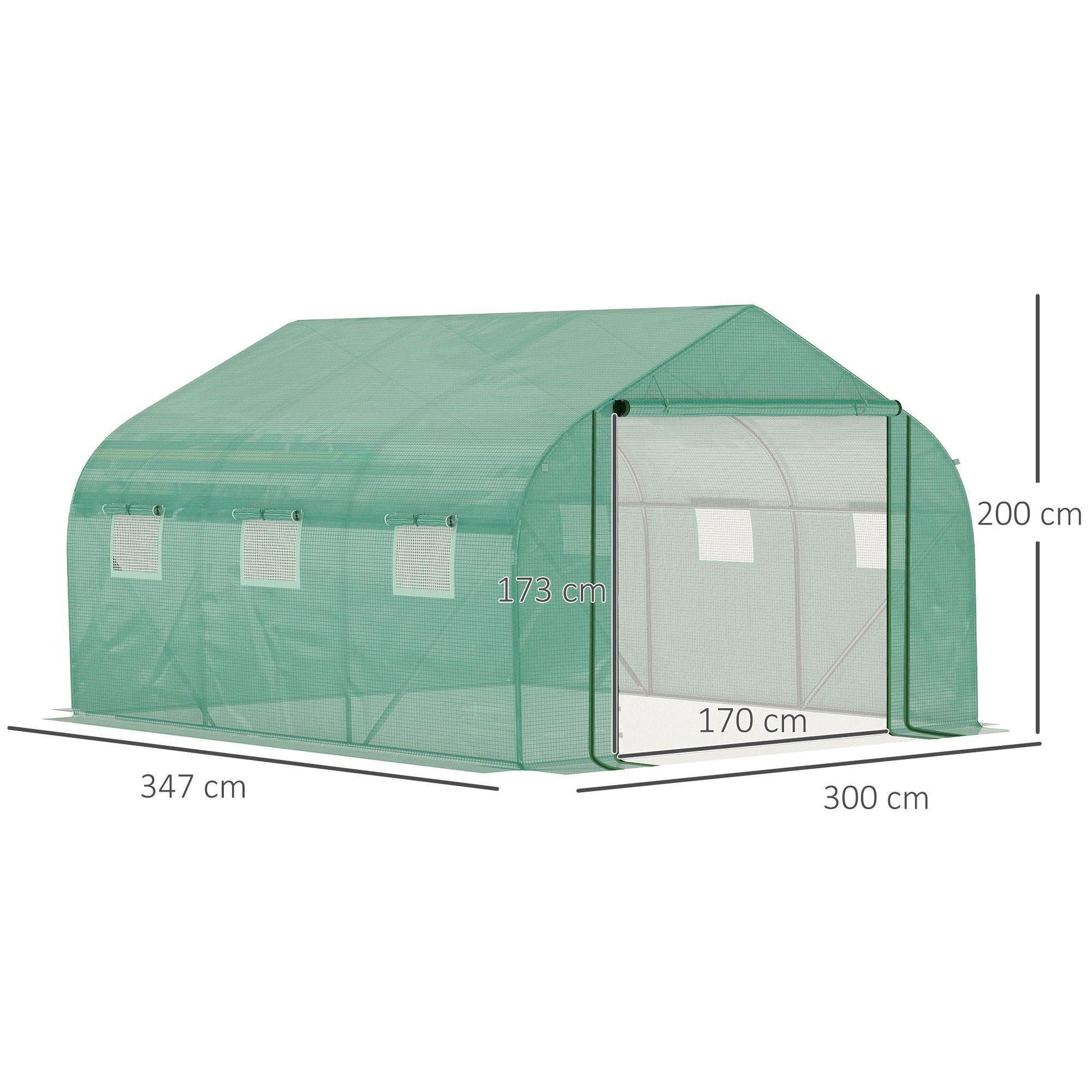 Outsunny Walk-in Garden Greenhouse - Zippered Roll Up Door (3.5m) - ALL4U RETAILER LTD