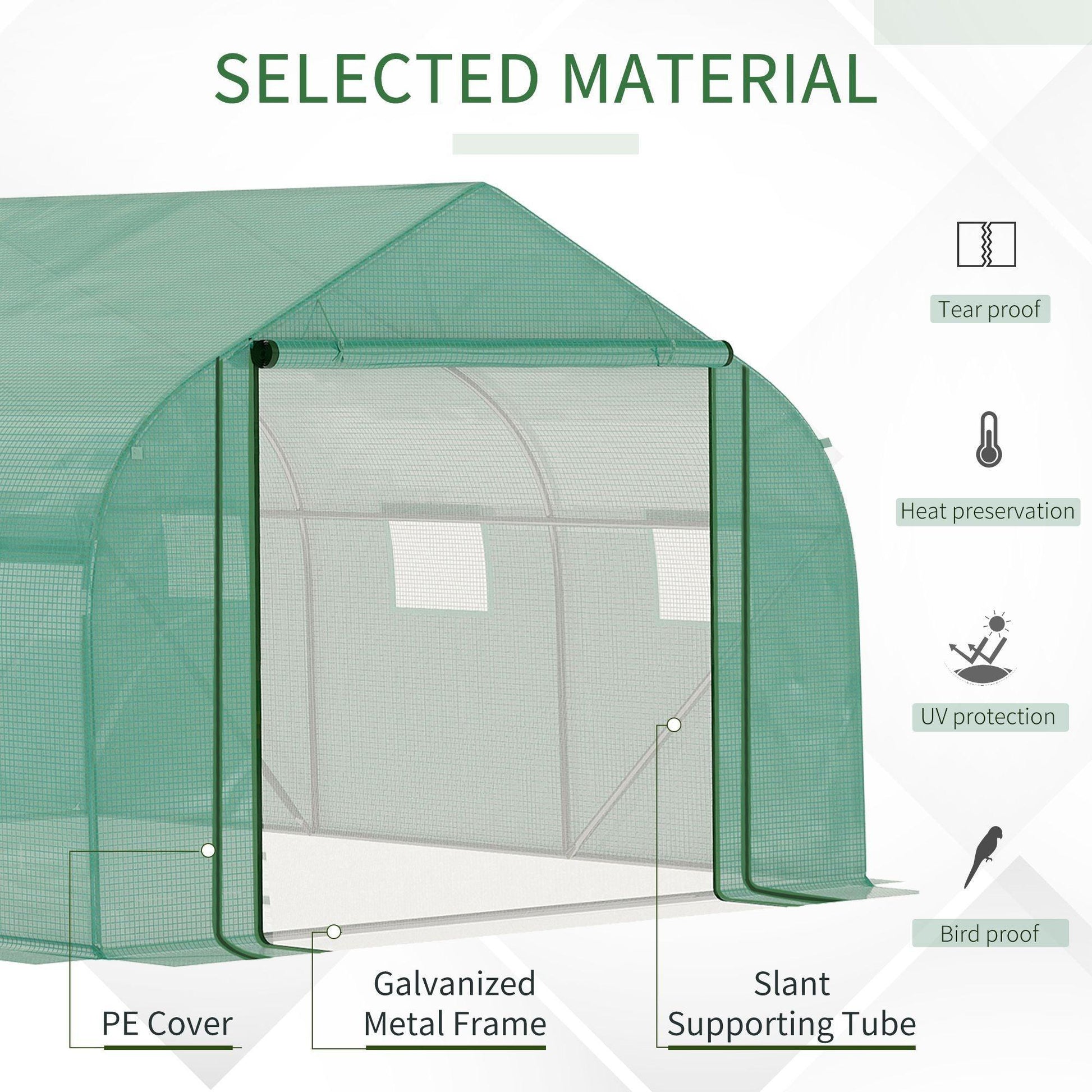 Outsunny Walk-in Garden Greenhouse - Zippered Roll Up Door (3.5m) - ALL4U RETAILER LTD