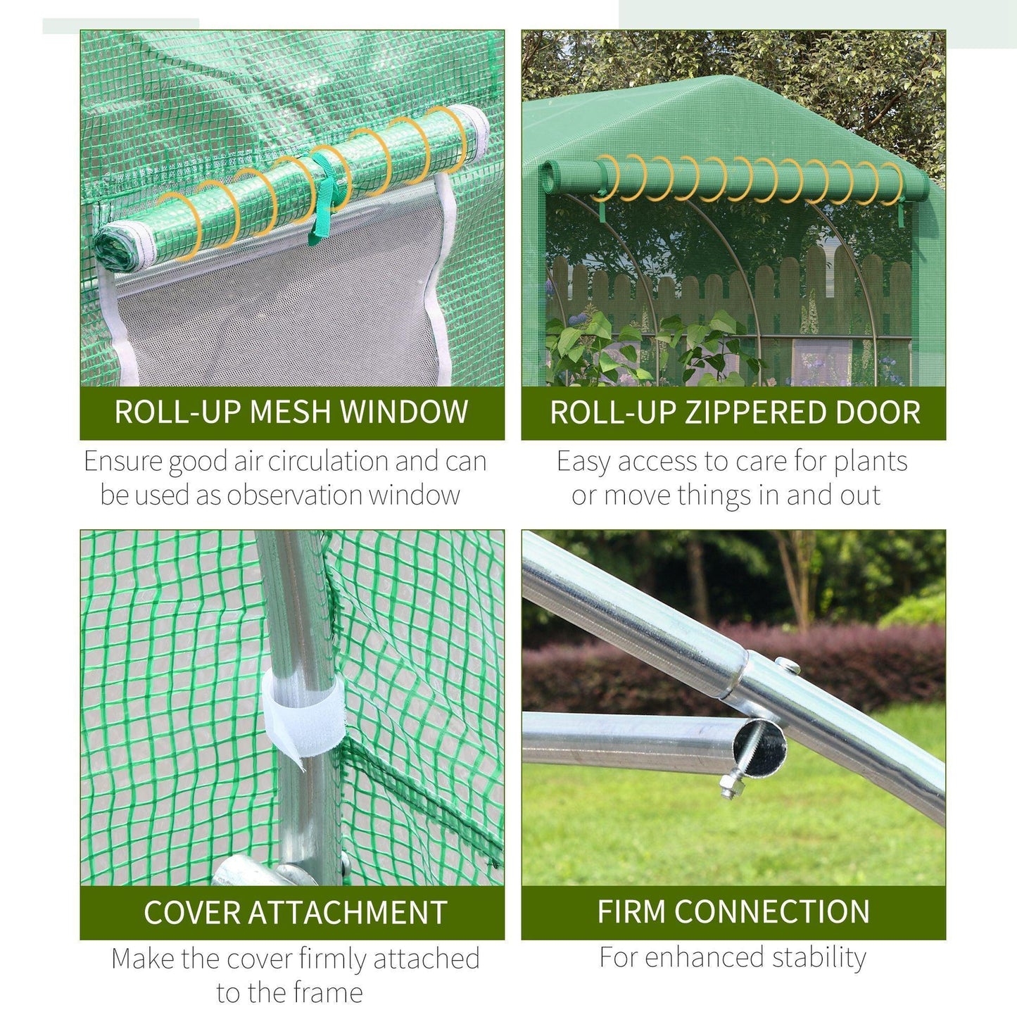 Outsunny Walk-in Garden Greenhouse - Zippered Roll Up Door (3.5m) - ALL4U RETAILER LTD