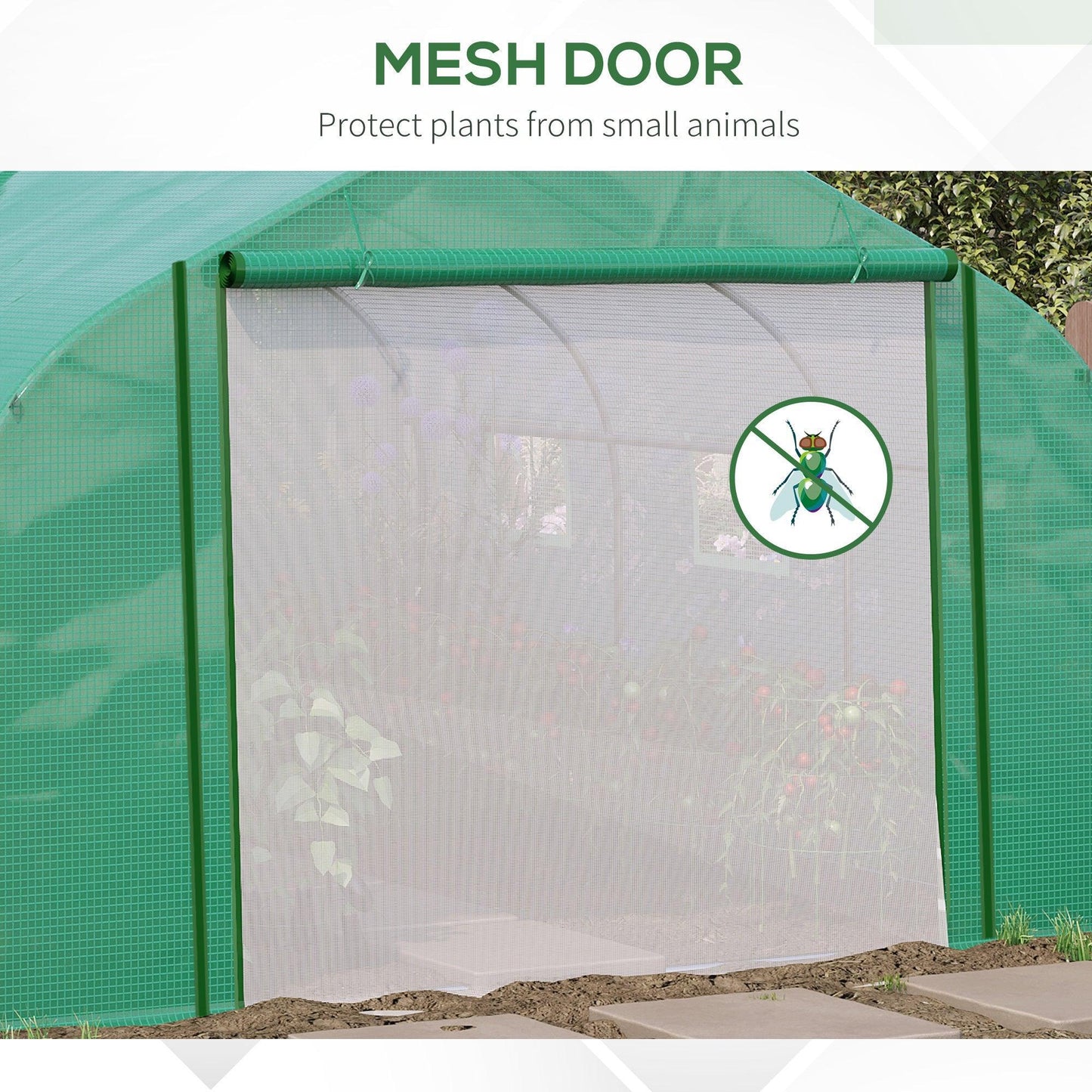 Outsunny Walk-in Garden Greenhouse - Zippered Roll Up Door (3.5m) - ALL4U RETAILER LTD