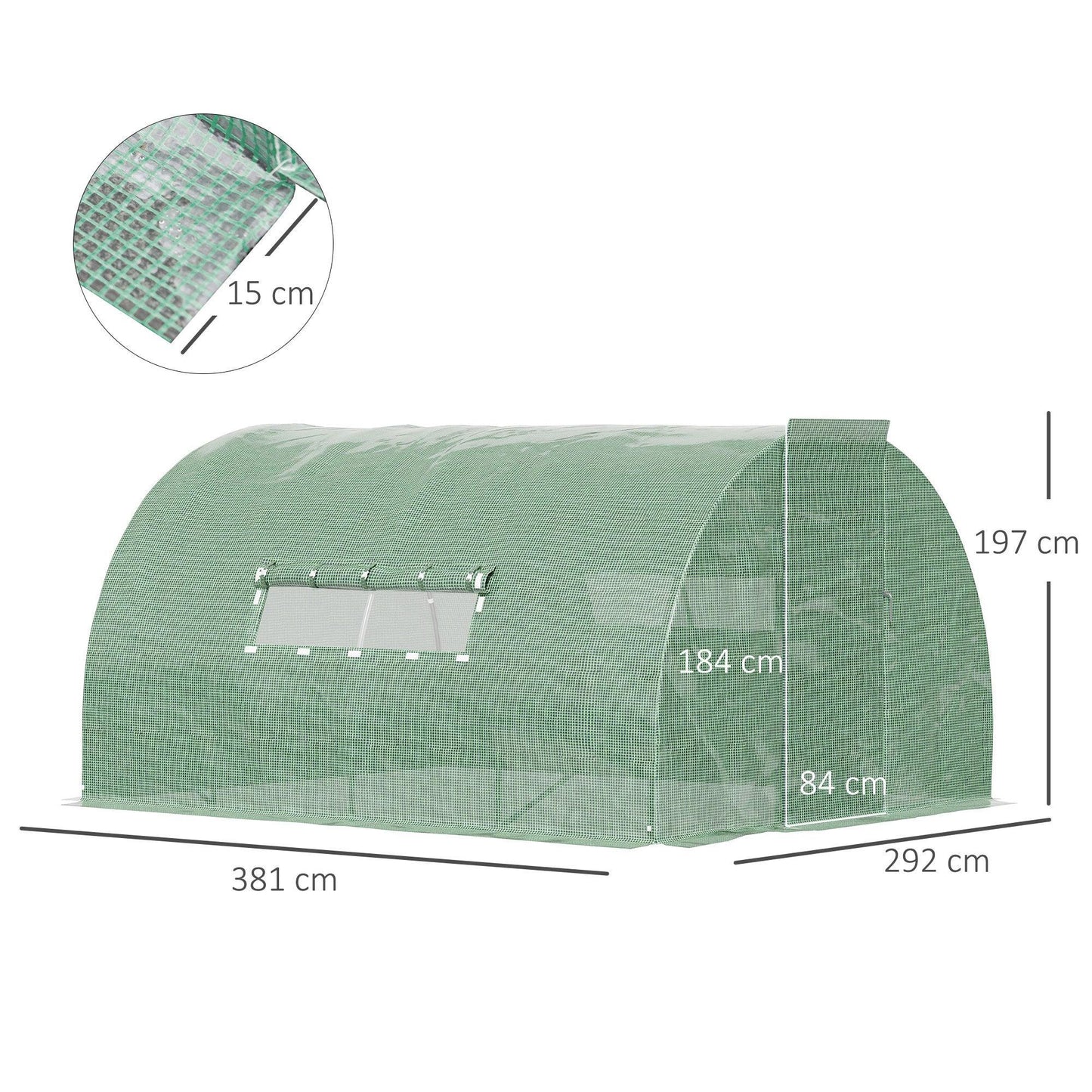 Outsunny Walk-In Greenhouse - 4x3m - Steel Frame, Mesh Windows - ALL4U RETAILER LTD