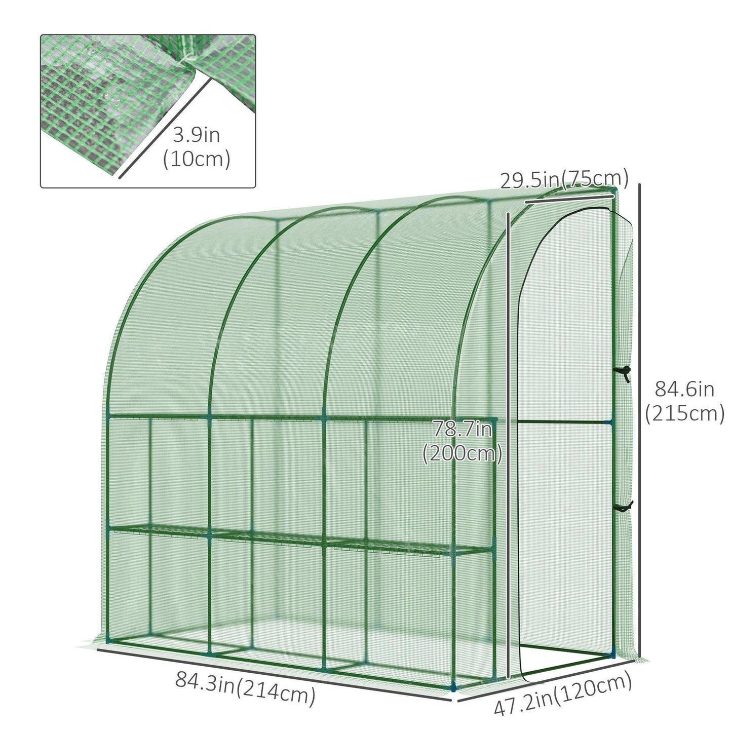 Outsunny Walk-In Greenhouse: 60x120x215cm with Roll-up Door - ALL4U RETAILER LTD