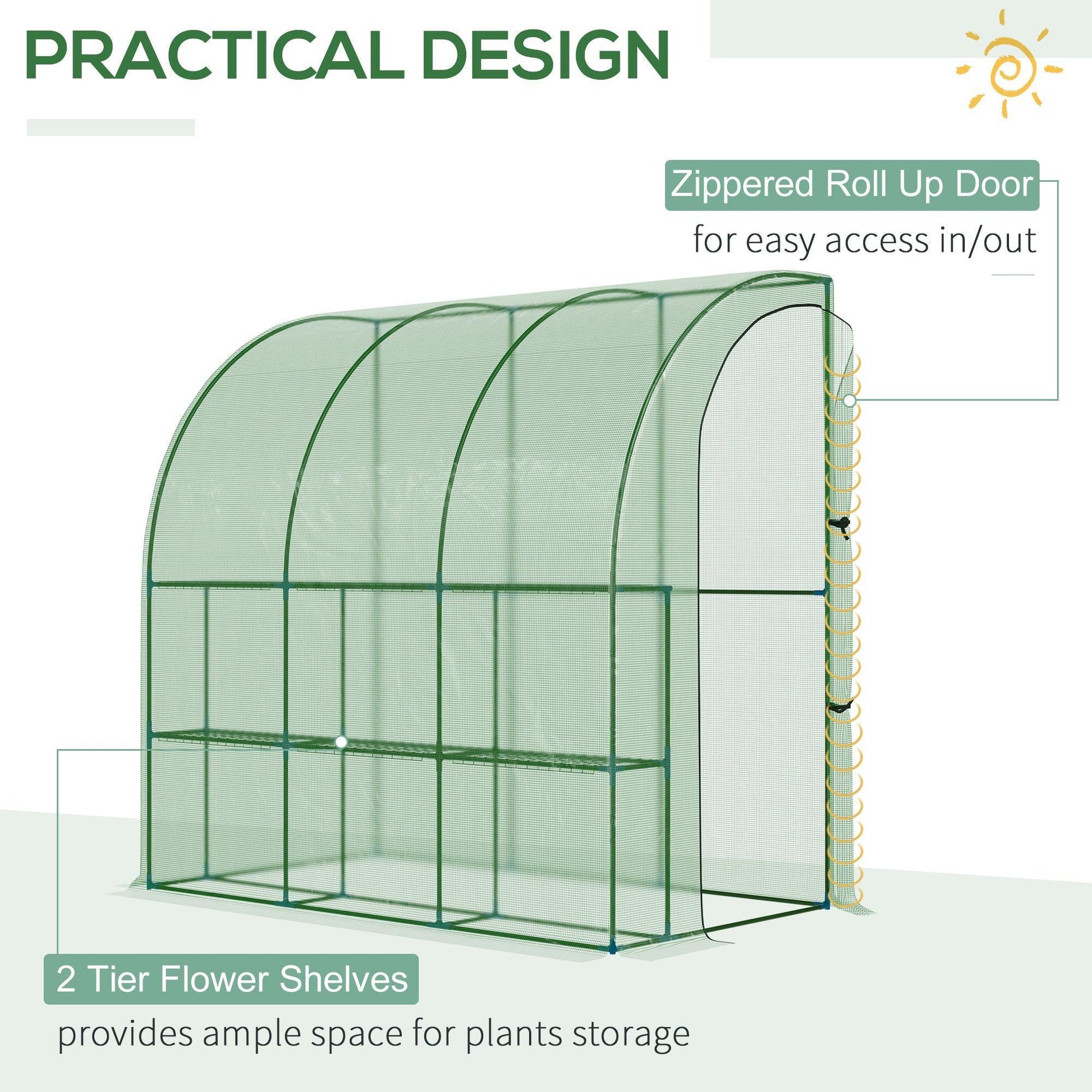 Outsunny Walk-In Greenhouse: 60x120x215cm with Roll-up Door - ALL4U RETAILER LTD