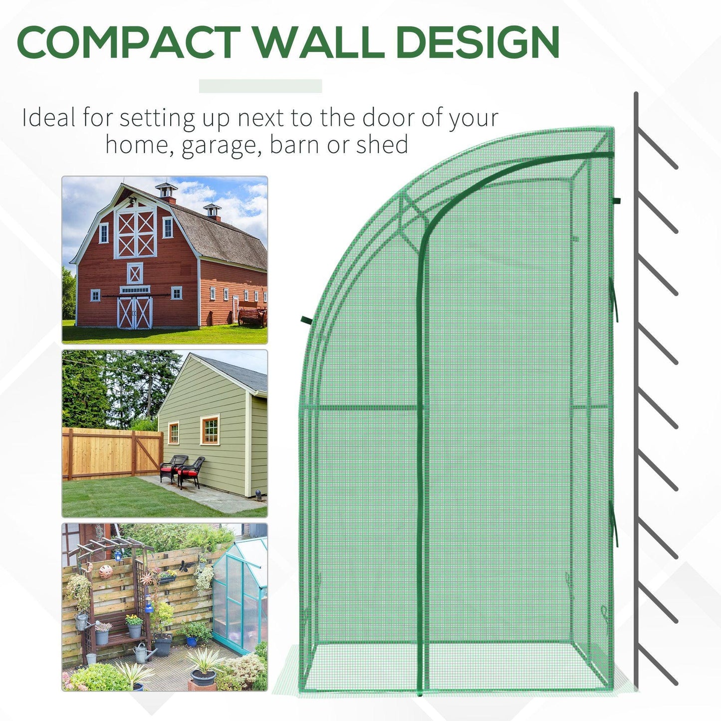 Outsunny Lean-to Wall Greenhouse - Compact & Durable - ALL4U RETAILER LTD