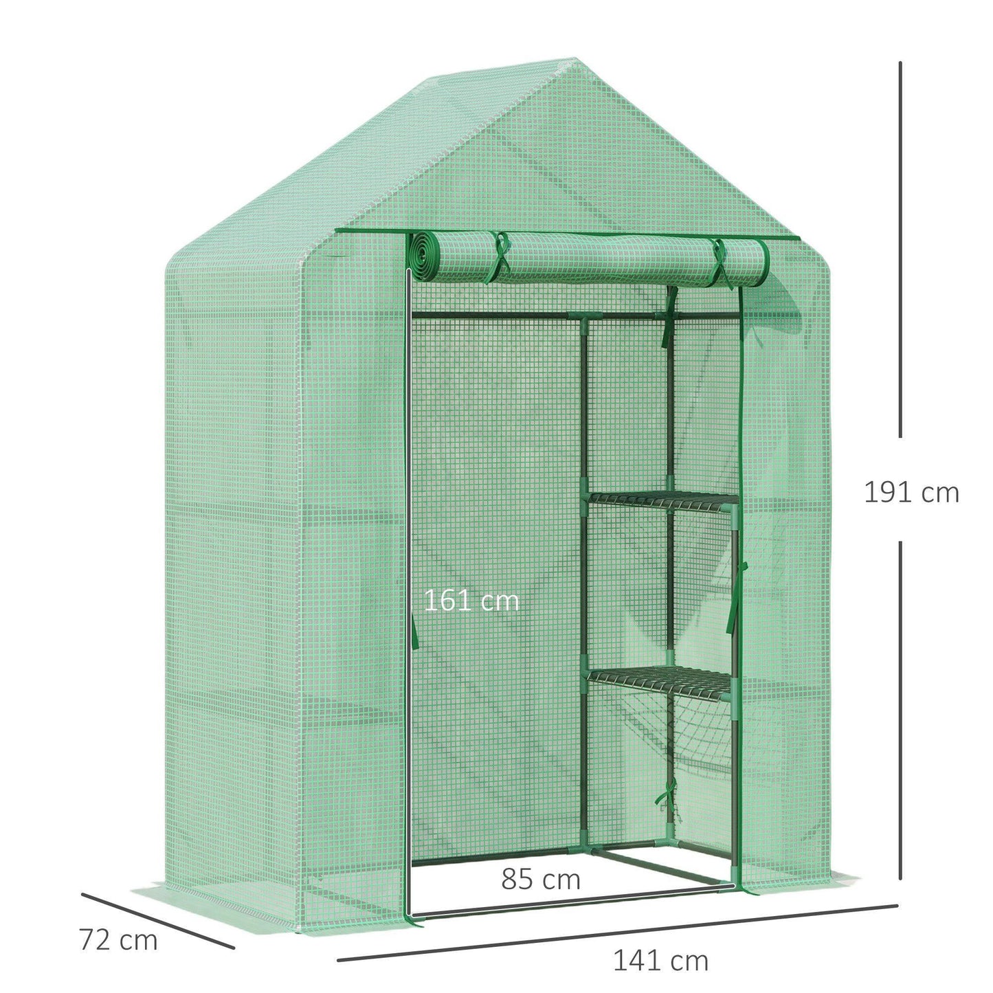 Outsunny Walk-In Greenhouse with 2 Shelves - Compact & Convenient - ALL4U RETAILER LTD