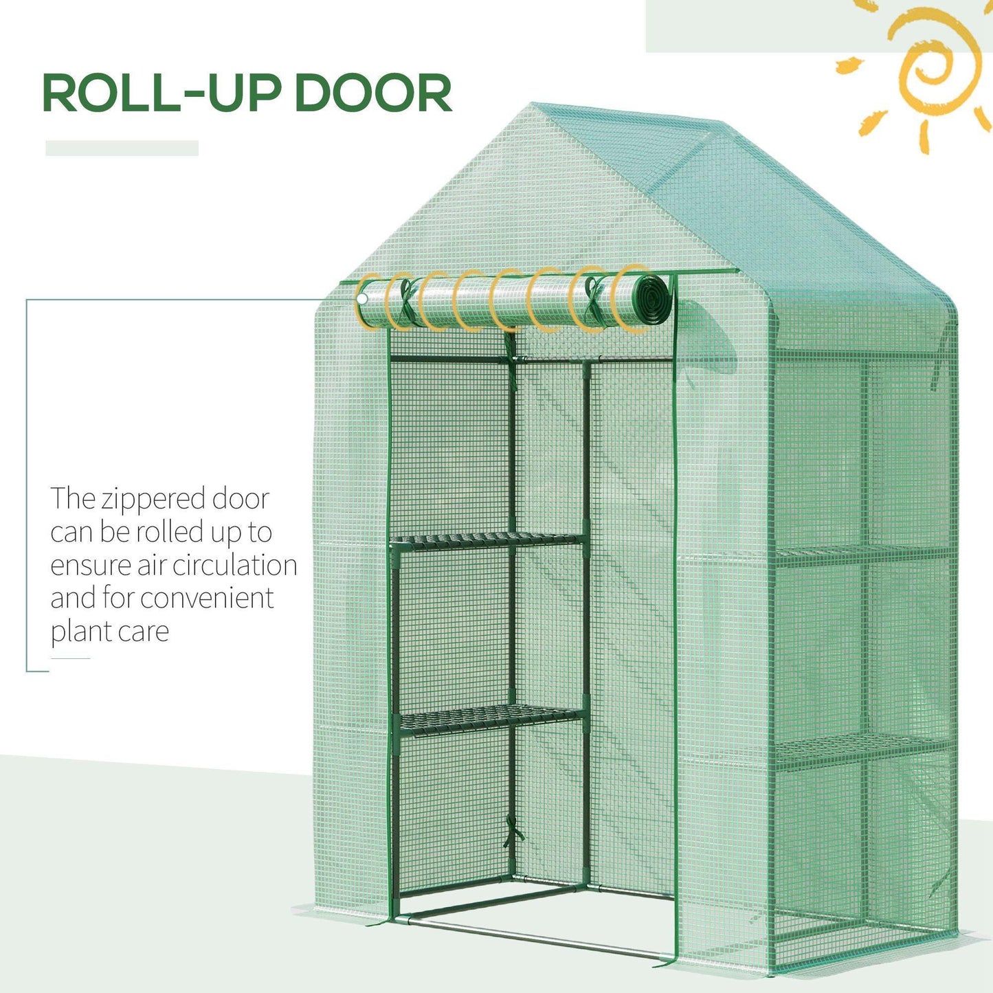 Outsunny Walk-In Greenhouse with 2 Shelves - Compact & Convenient - ALL4U RETAILER LTD