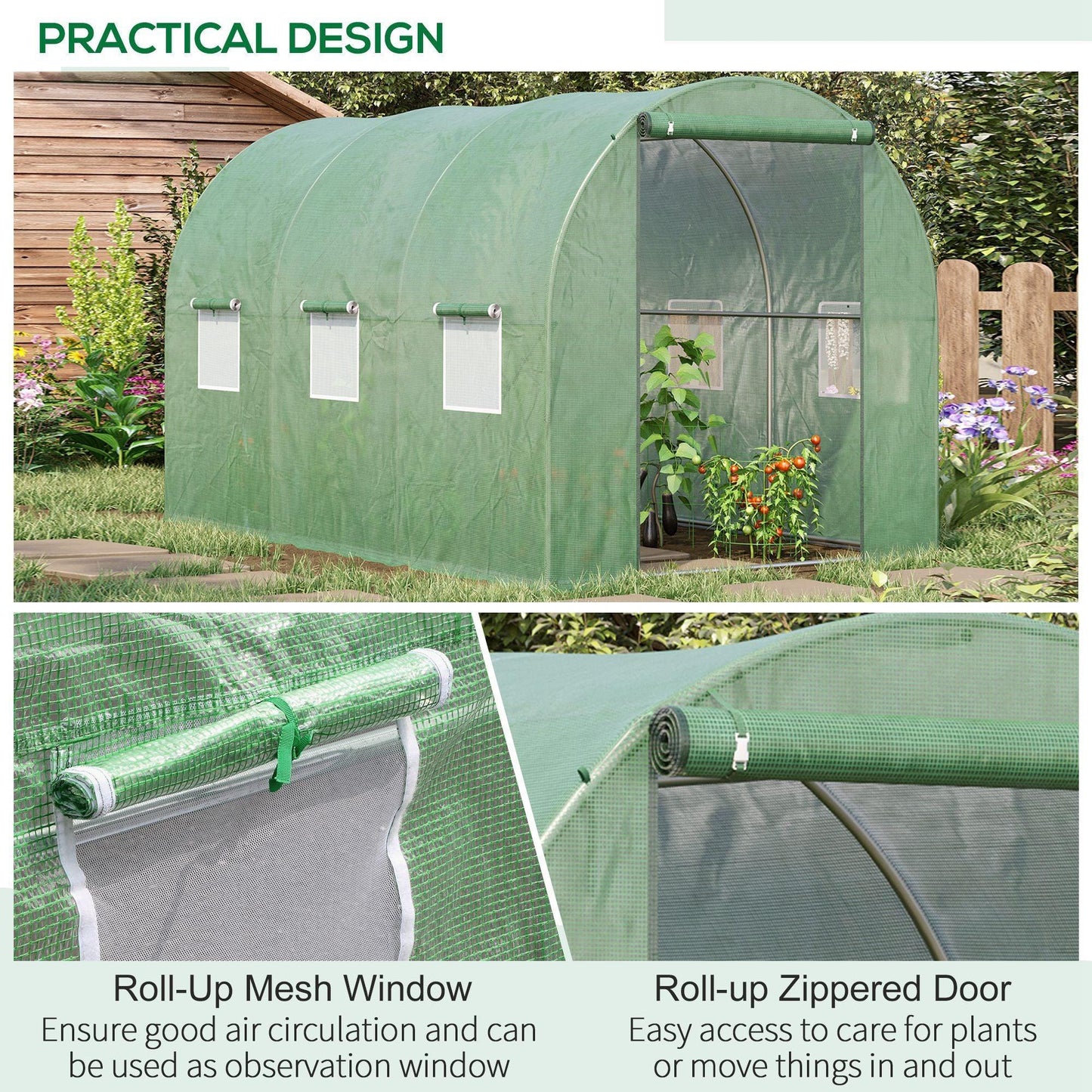 Outsunny Walk-in Greenhouse with Windows and Door (3x2M) - ALL4U RETAILER LTD