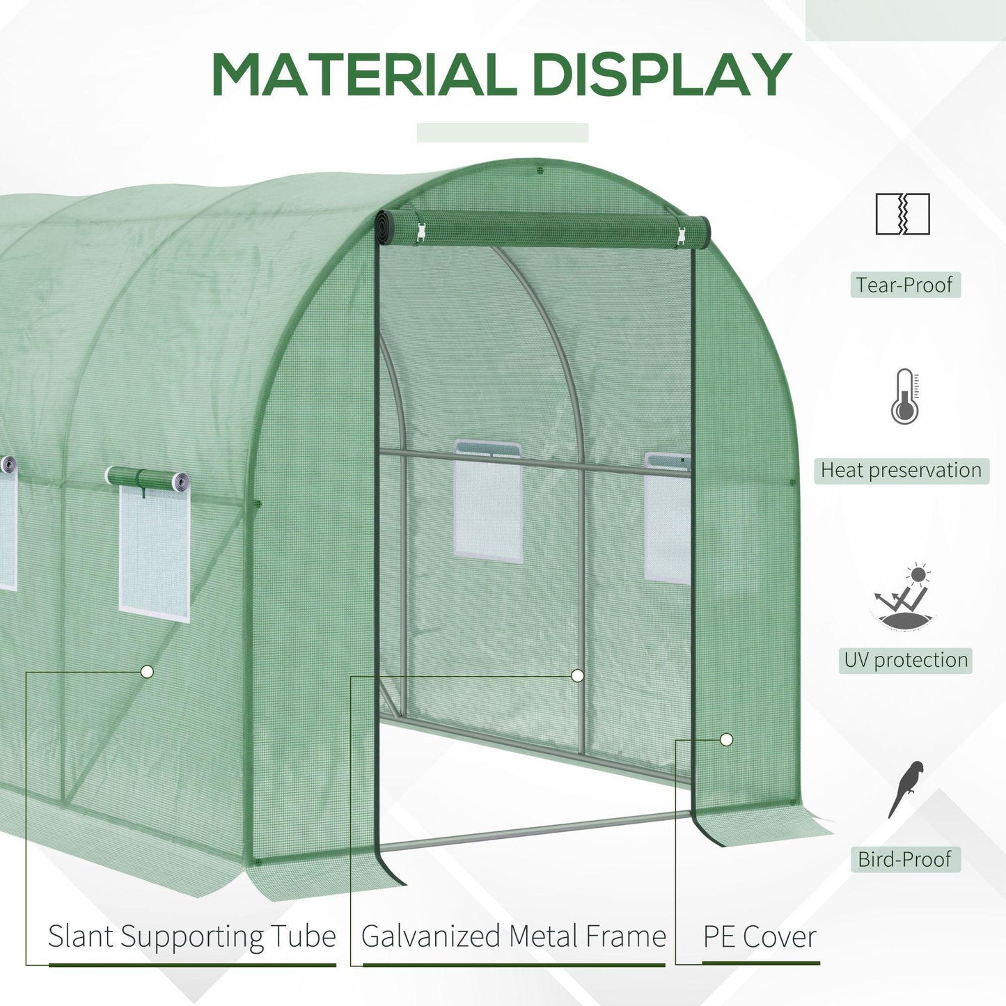 Outsunny Walk-in Greenhouse with Windows and Door (3x2M) - ALL4U RETAILER LTD