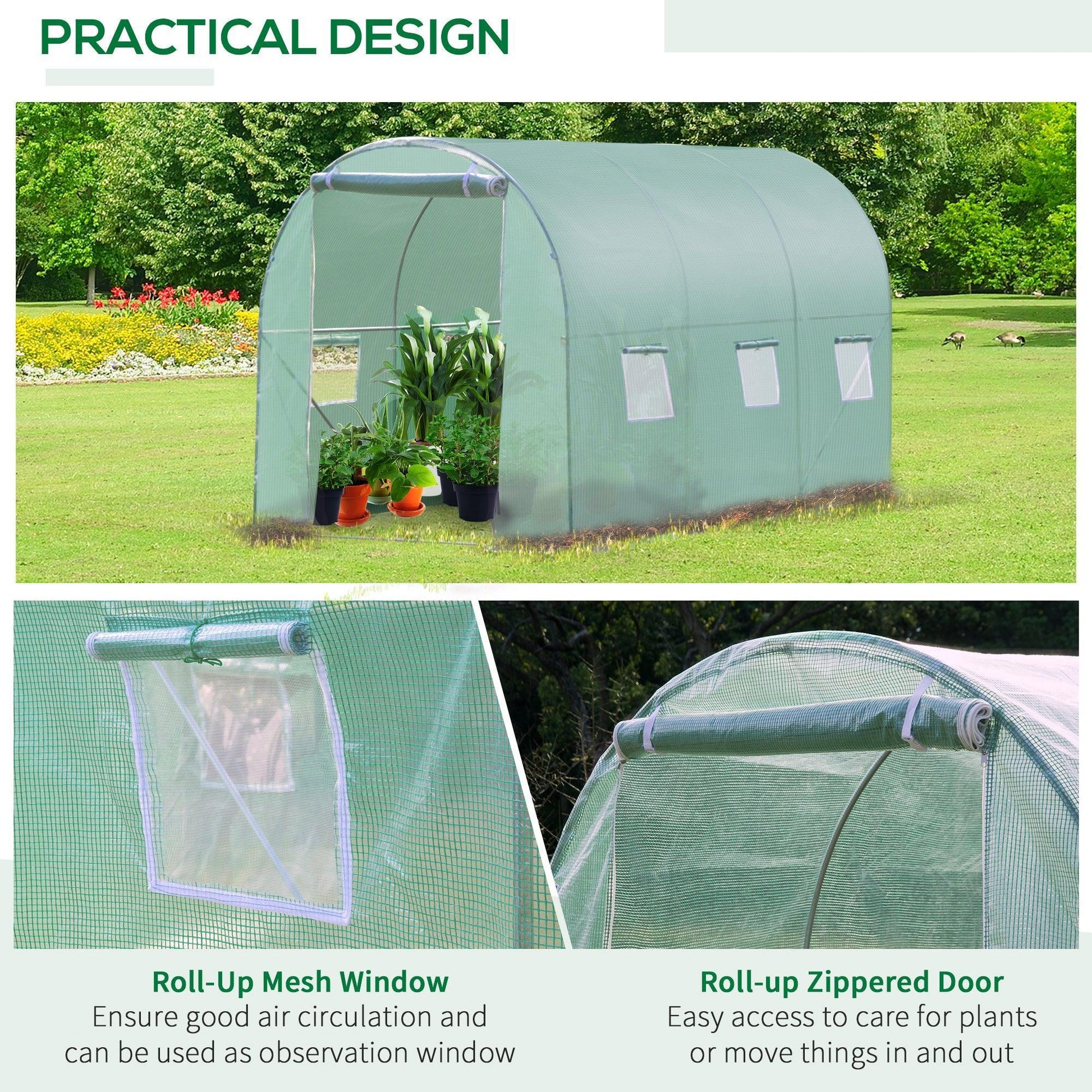 Outsunny Walk-in Greenhouse with Windows and Door (3x2M) - ALL4U RETAILER LTD