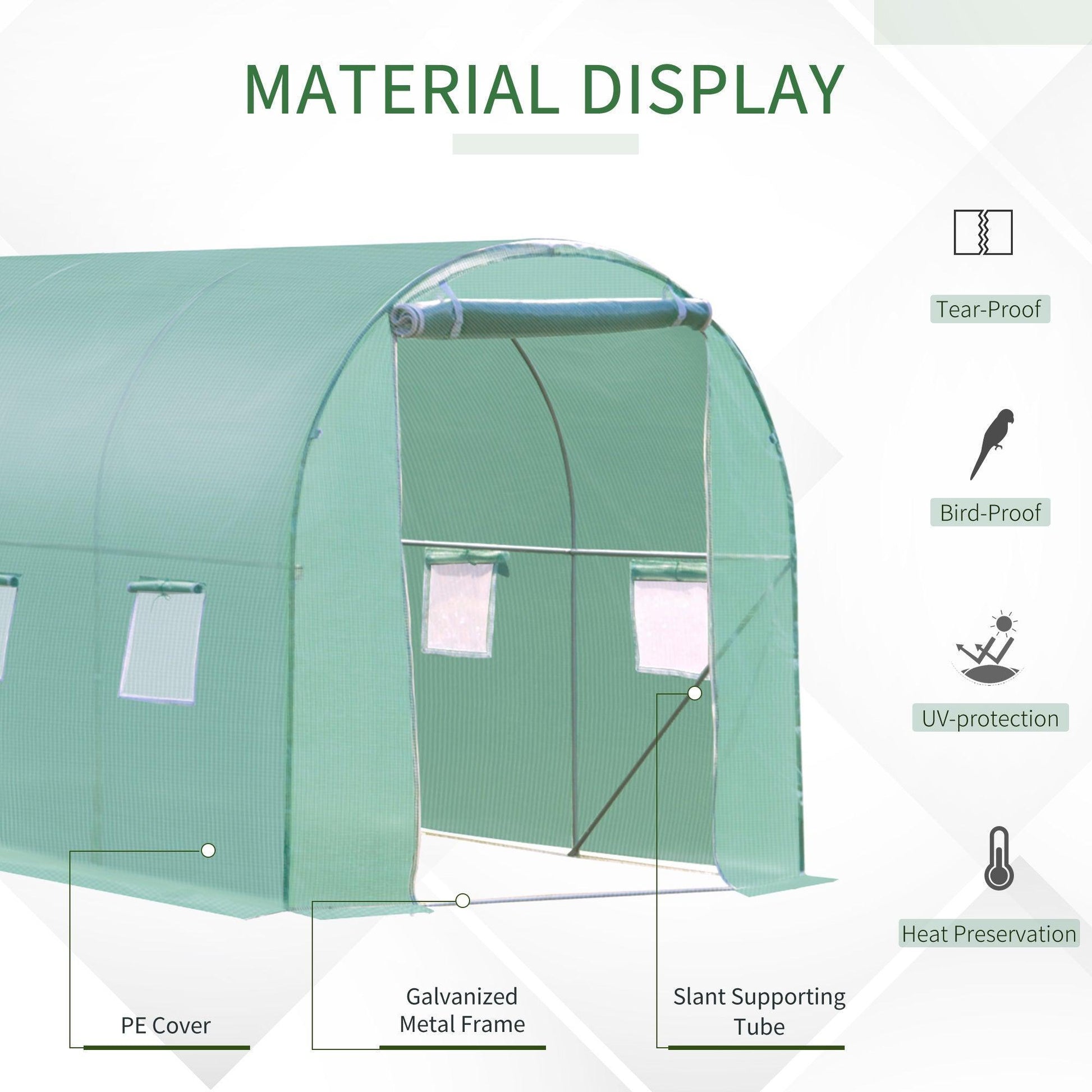 Outsunny Walk-in Greenhouse with Windows and Door (3x2M) - ALL4U RETAILER LTD