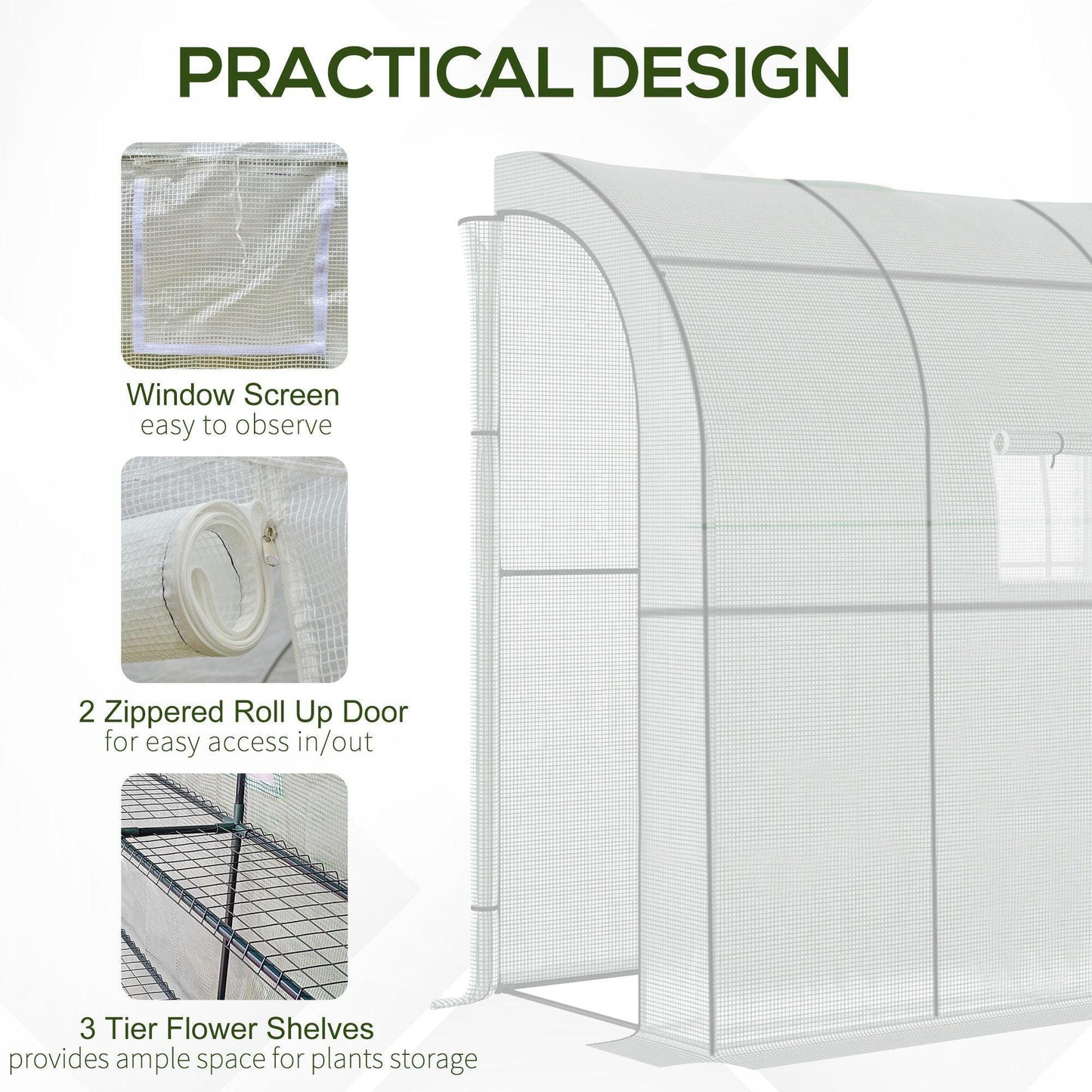 Outsunny Walk-In Greenhouse with Windows and Doors - ALL4U RETAILER LTD