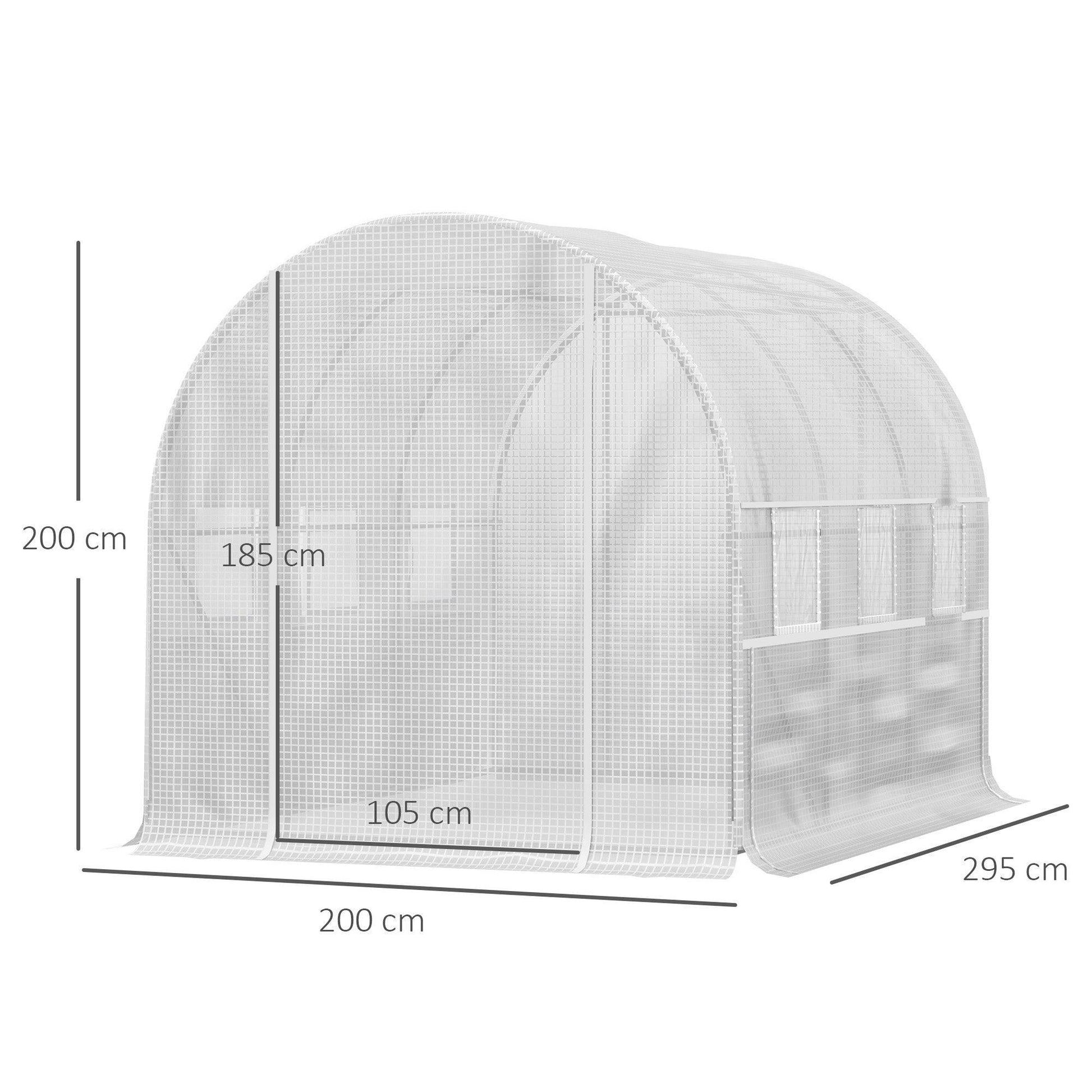 Outsunny Walk-in Tunnel Greenhouse - PE cover, 6 windows (White) - ALL4U RETAILER LTD