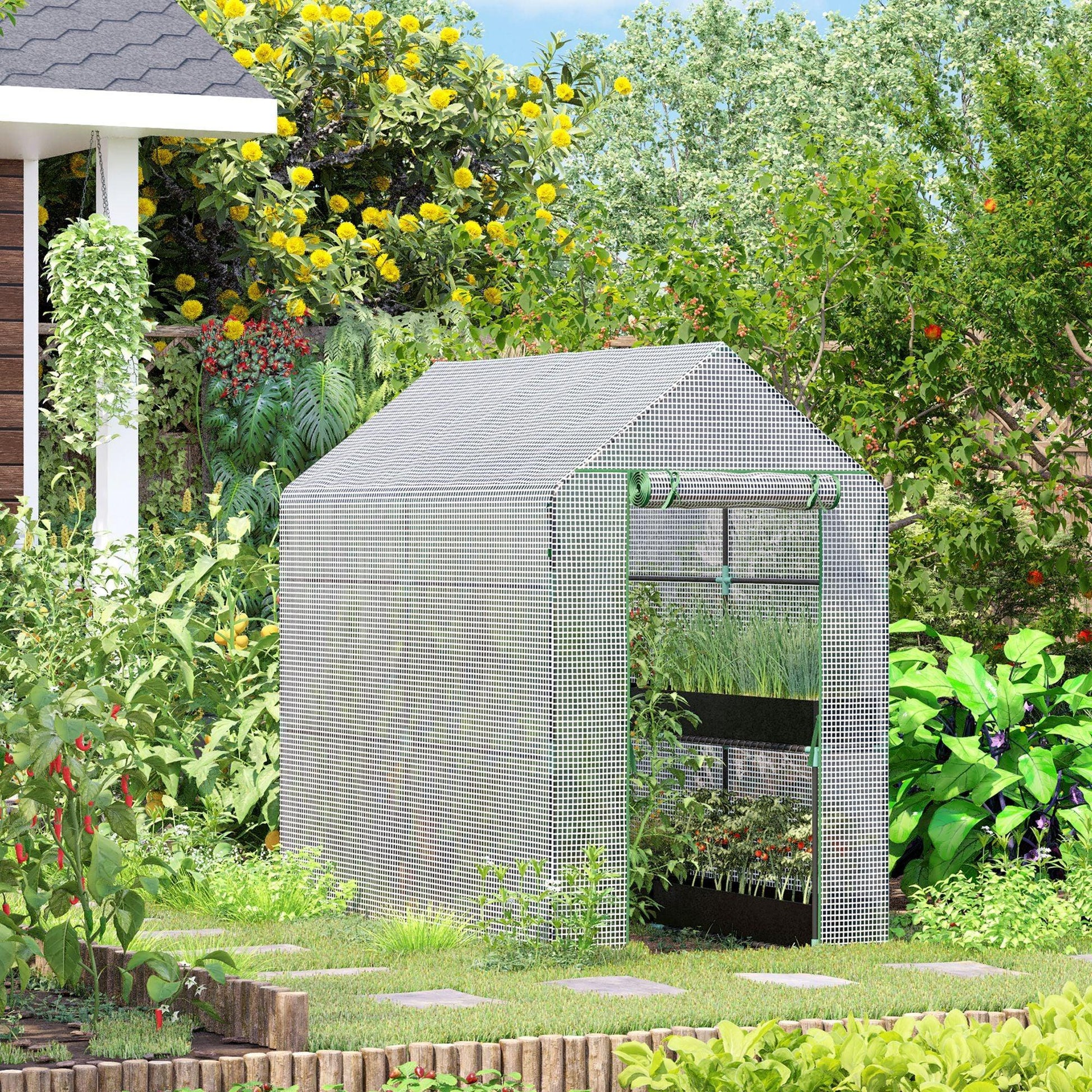 Outsunny White Garden Greenhouse - 60x120x190cm - ALL4U RETAILER LTD