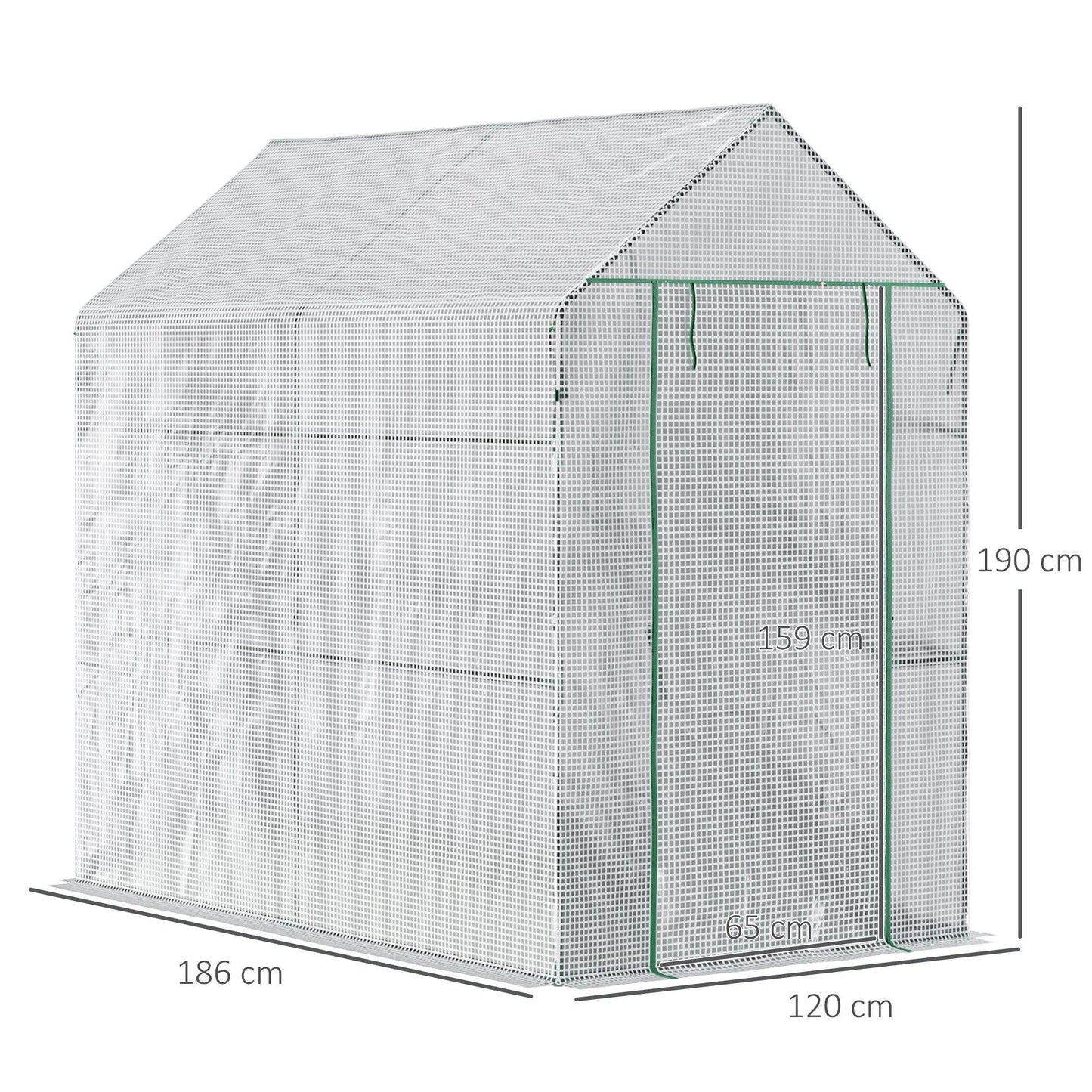 Outsunny White Garden Greenhouse - 60x120x190cm - ALL4U RETAILER LTD