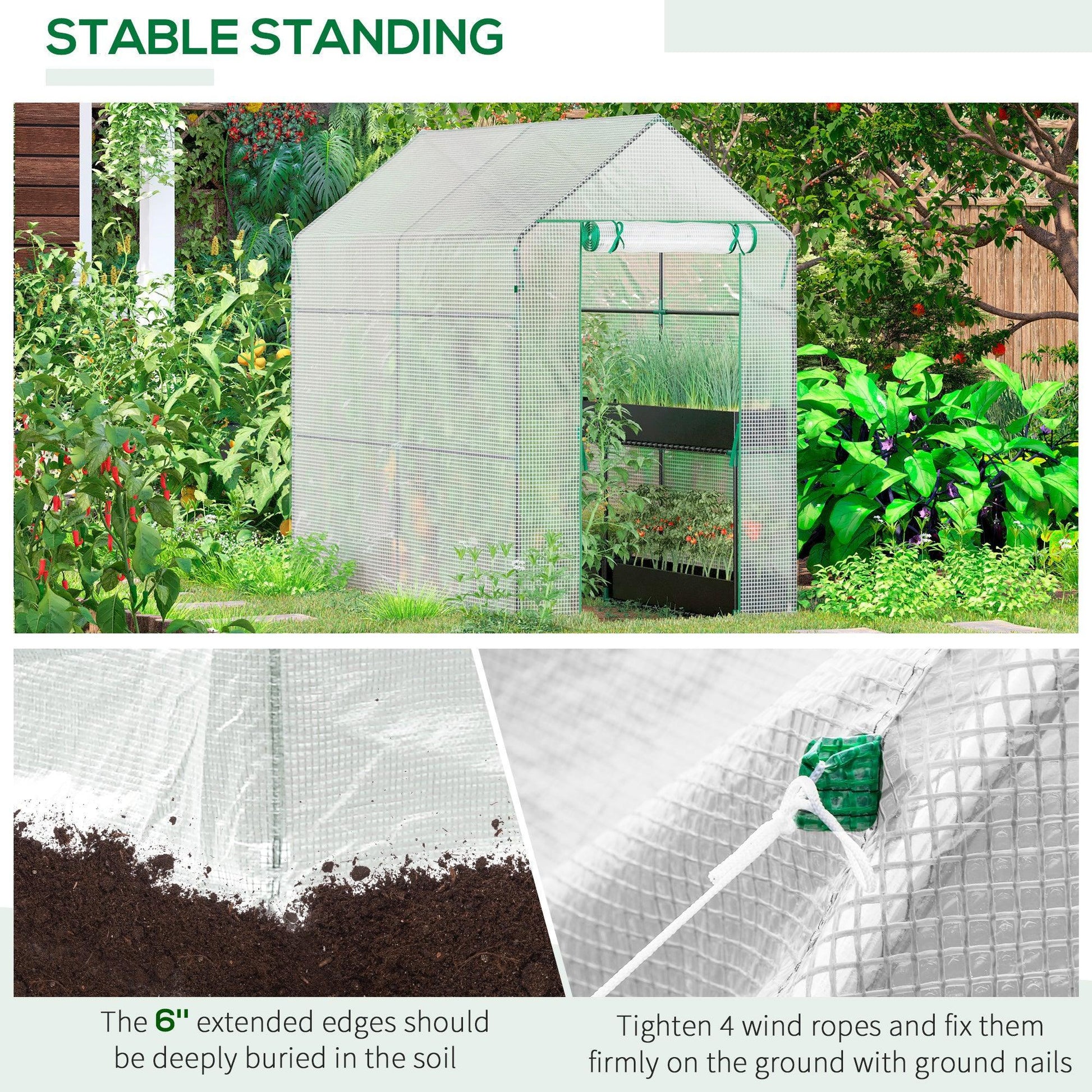 Outsunny White Garden Greenhouse - 60x120x190cm - ALL4U RETAILER LTD