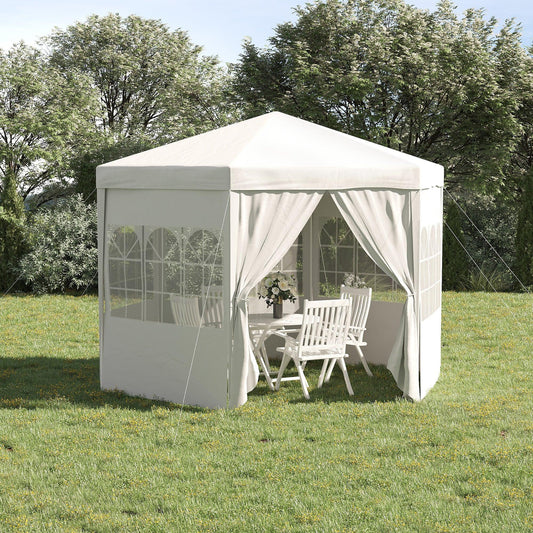 Outsunny White Gazebo with Removable Walls & Windows - ALL4U RETAILER LTD