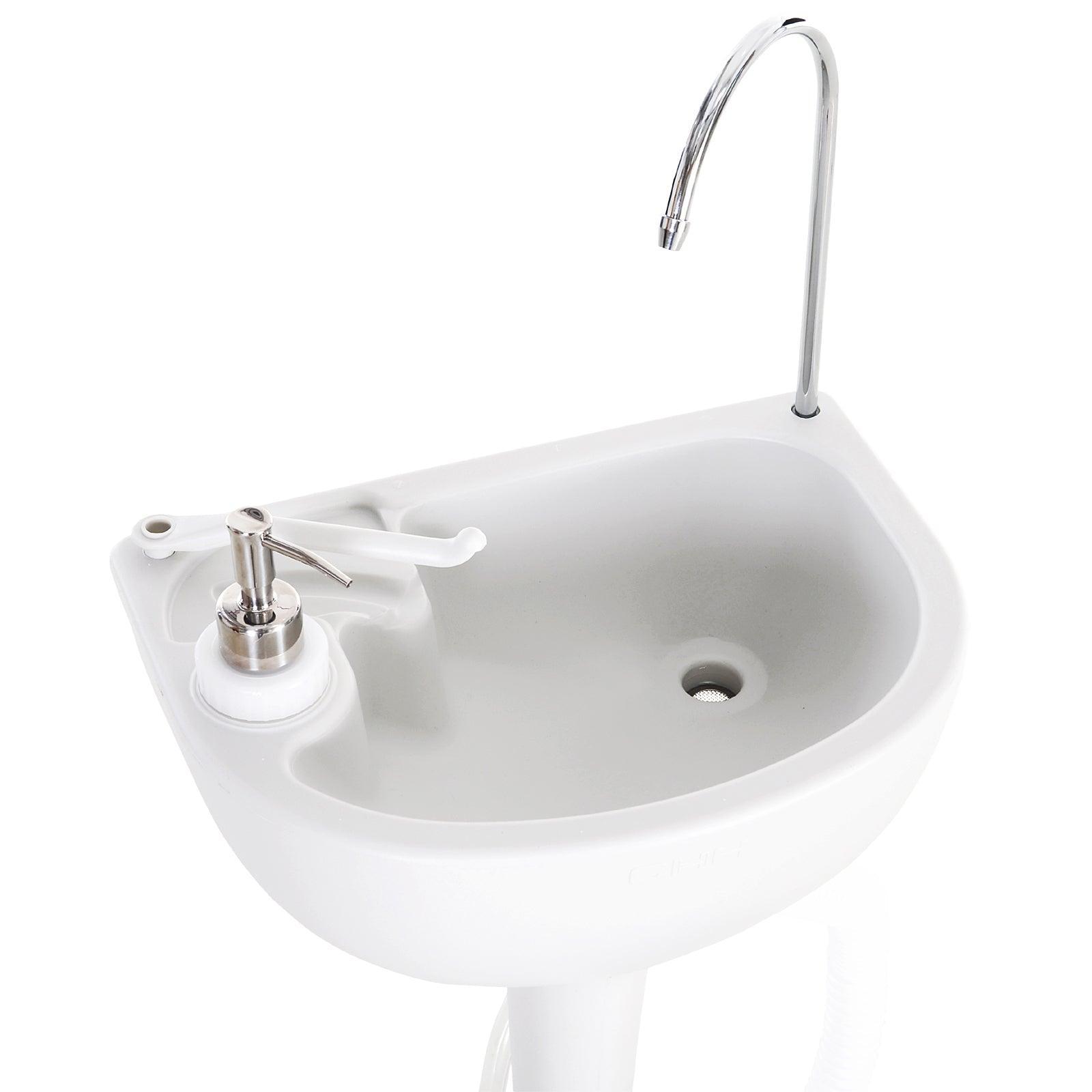 White Outdoor Sink with Soap Dispenser & Towel Holder - ALL4U RETAILER LTD