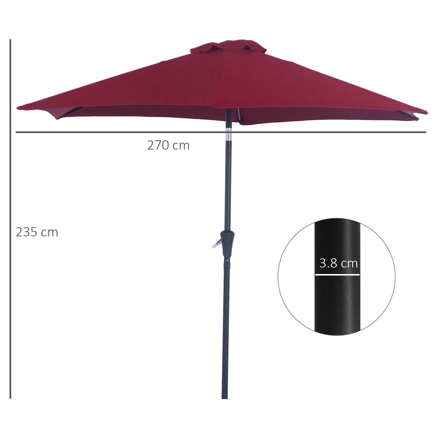 Outsunny Wine Red Tilting Parasol: Stylish Outdoor Sun Shade - ALL4U RETAILER LTD